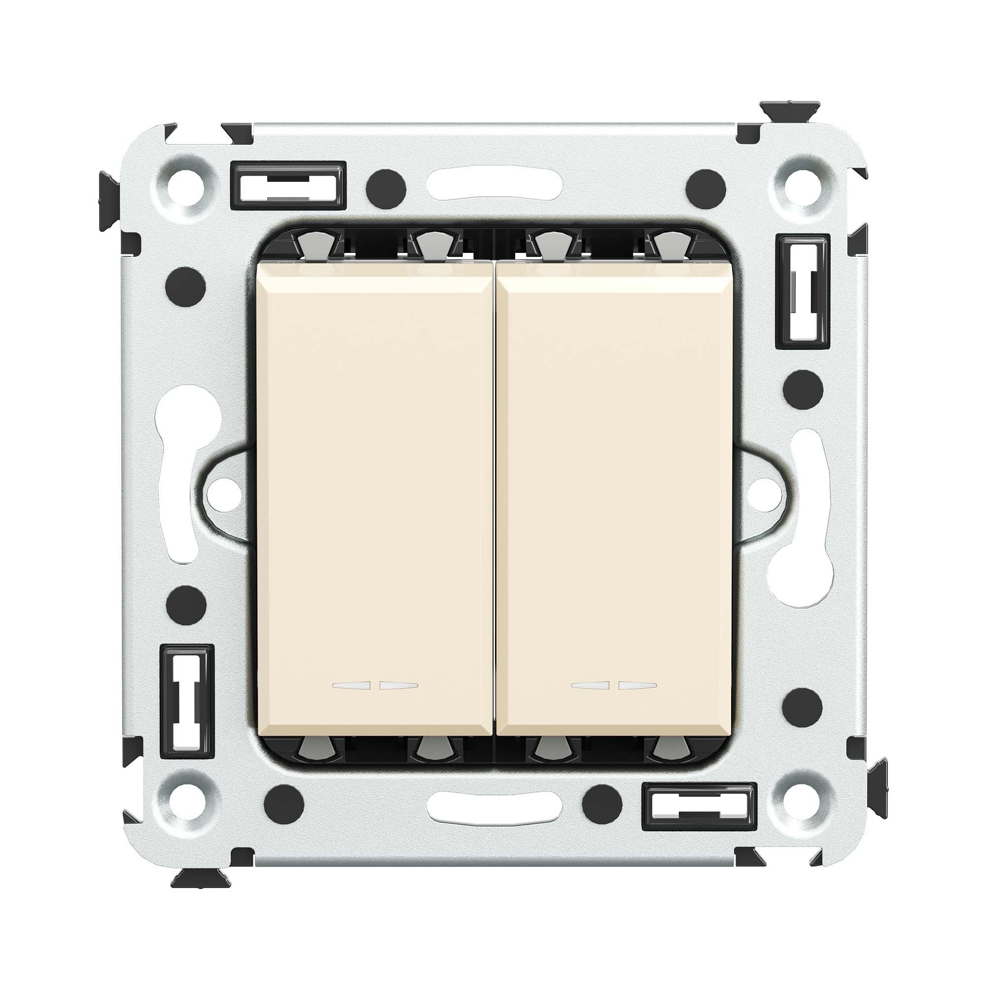 Avanti Выключатель двухклавишный в стену, ''Ванильная дымка''