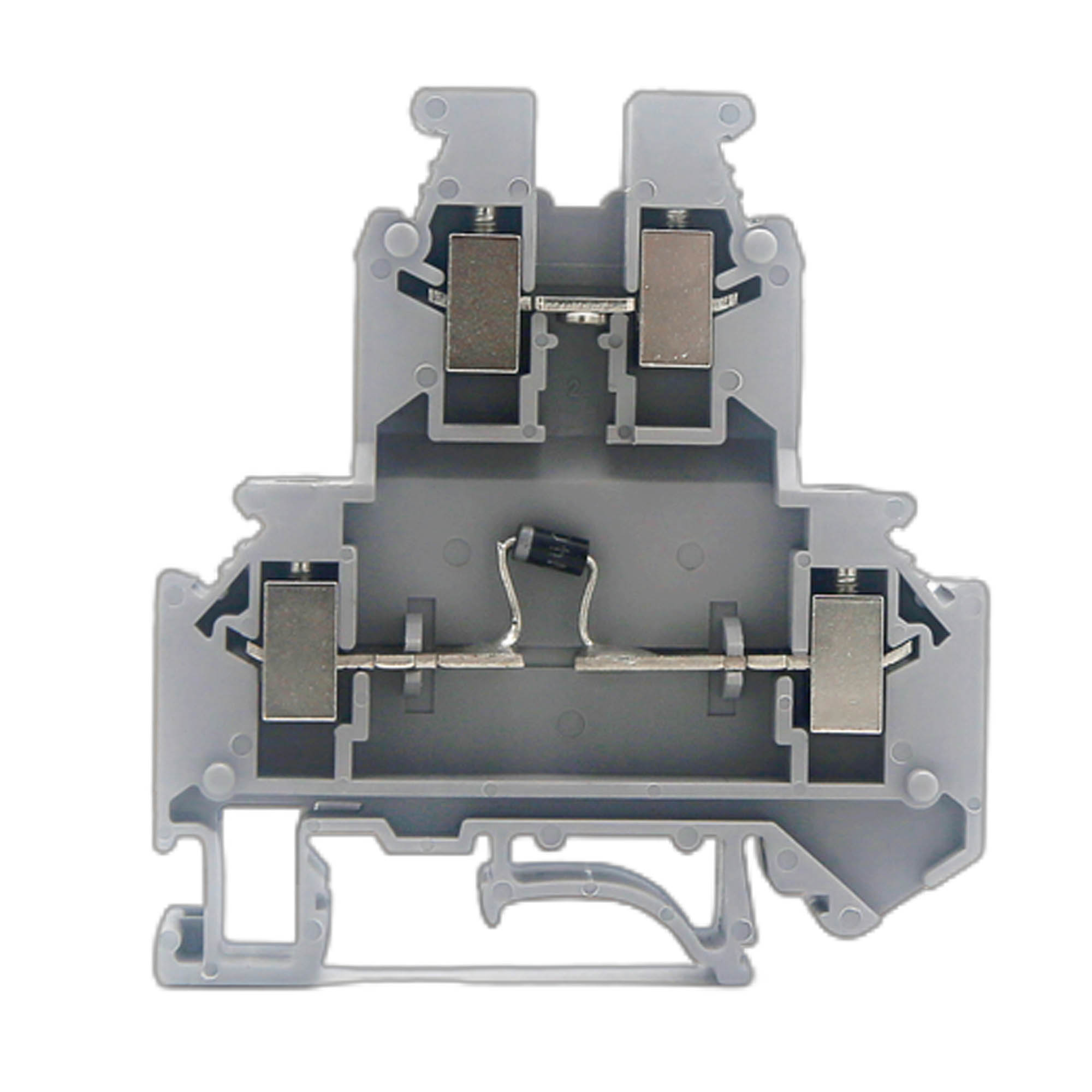 Клемма со встроенным диодом, винтовой зажим, 4 точки подключения, 4 кв.мм, серая