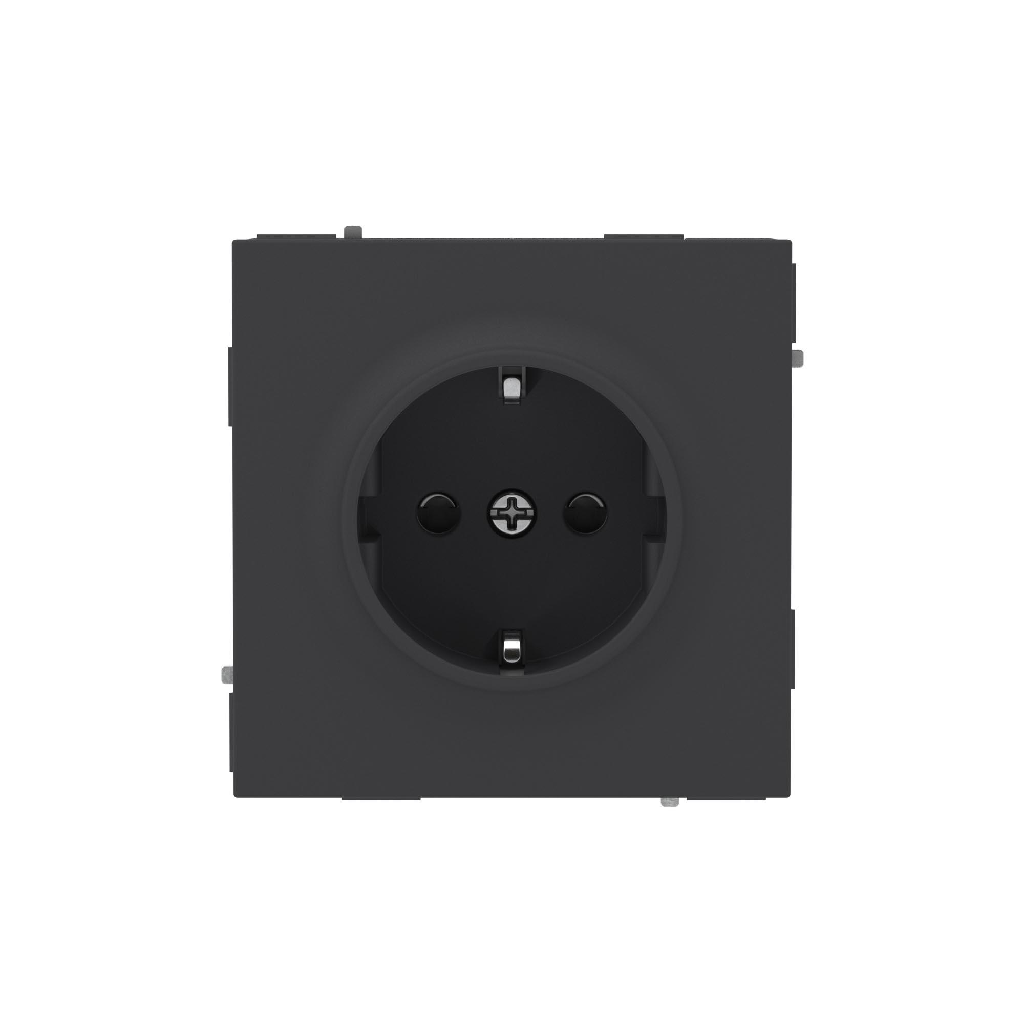Розетка силовая, 2P+E, с з/ш, KANT, черный уголь
