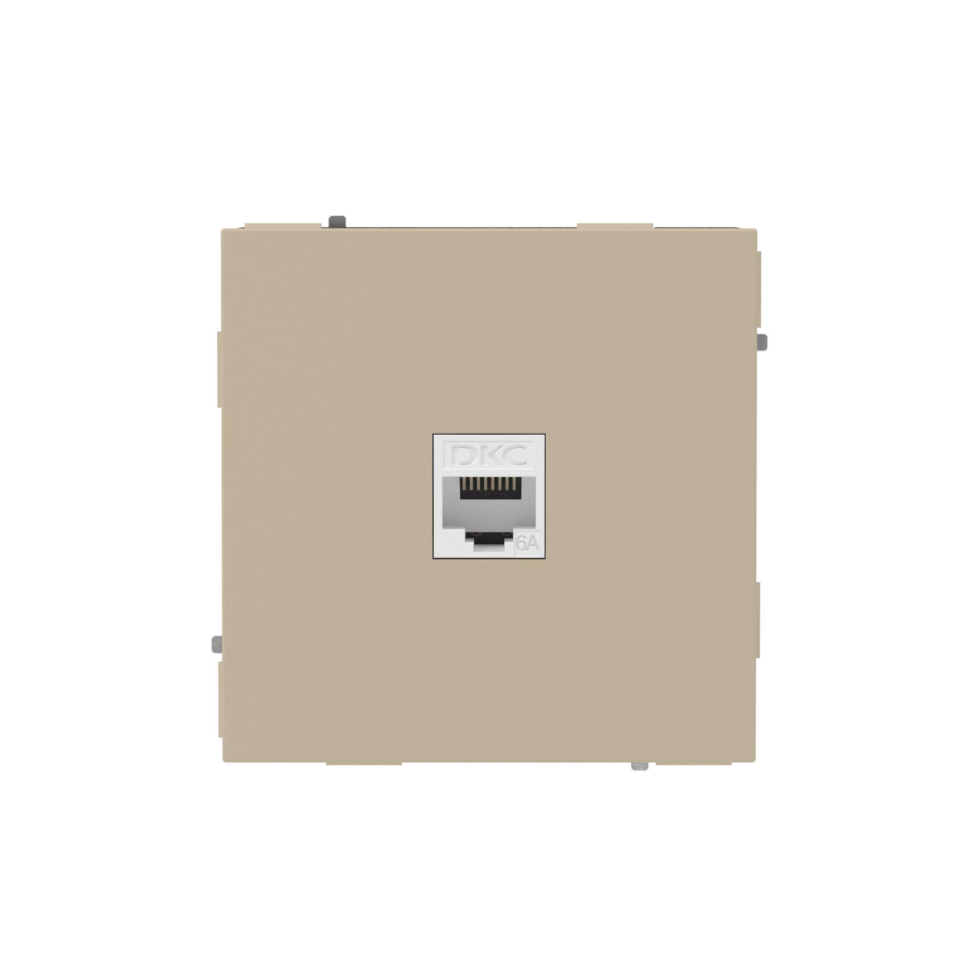 Компьютерная розетка RJ-45 без шторки, кат.6А одинарная,KANT, ванильный марципан