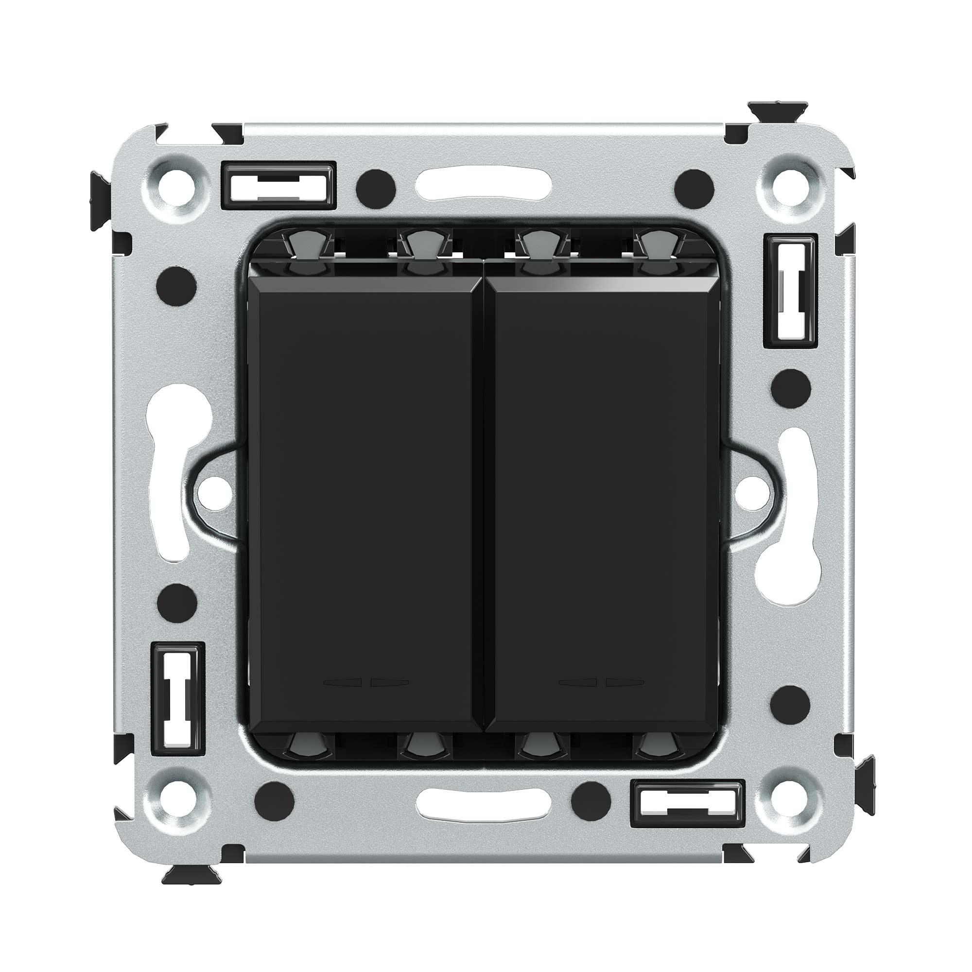 Avanti Переключатель двухклавишный в стену, ''Черный квадрат''