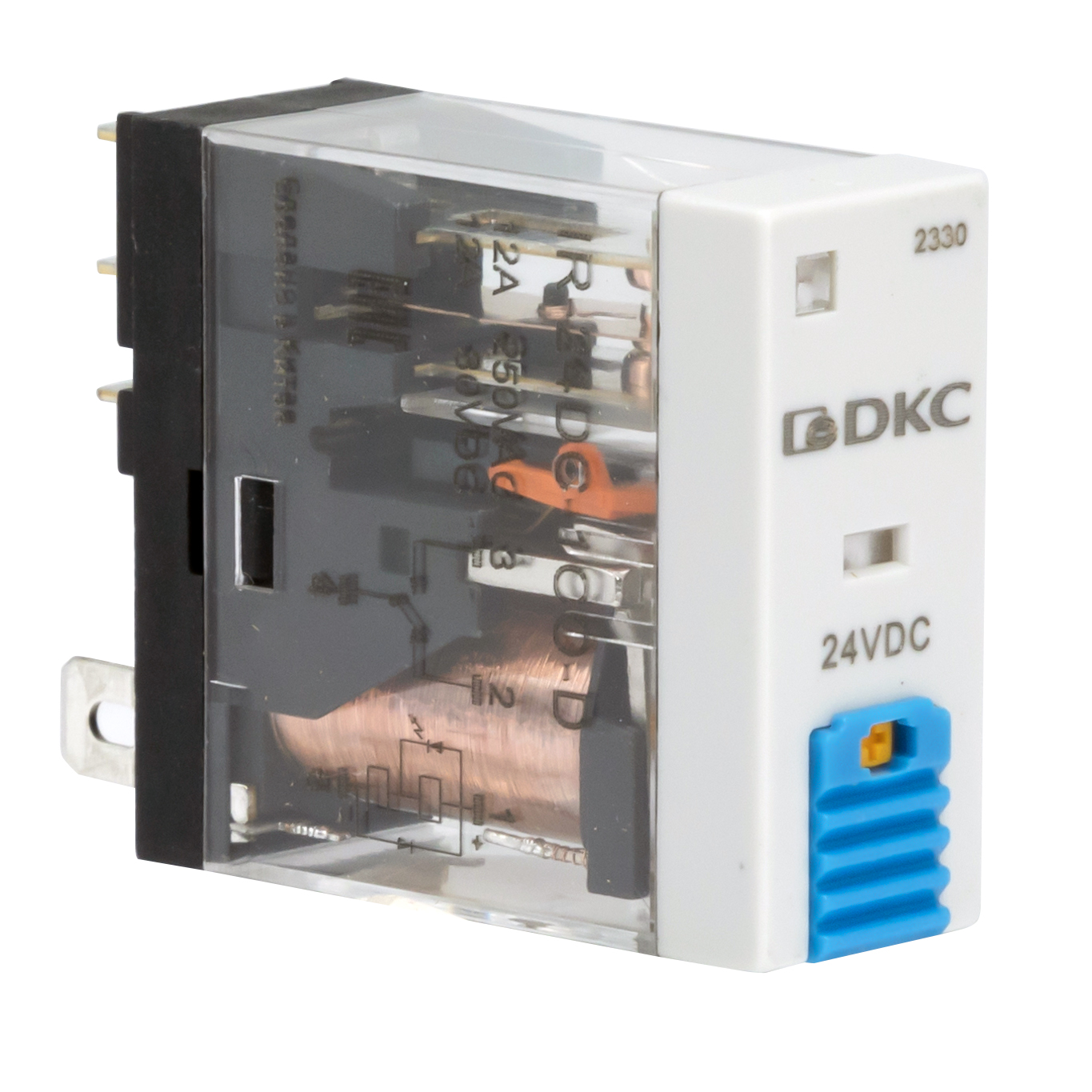 Реле миниатюрное промышленное, 1CO, коммутируемый ток 12 А, AgSnO, напряжение 12V DC, опция – тест-кнопка+светодиод+защитный диод