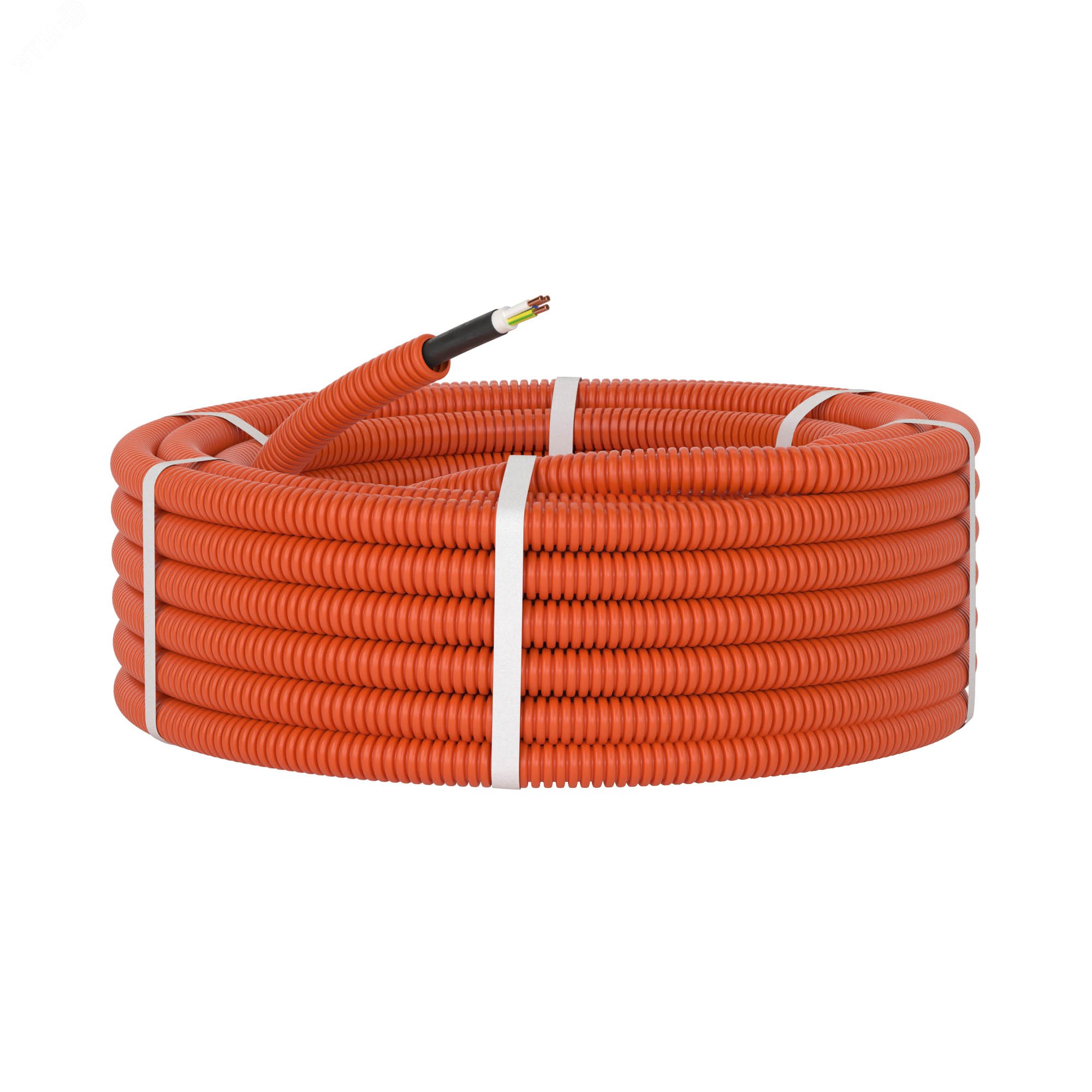 Труба ПНД гибкая гофрированная д.16мм с кабелем ГОСТ+ ВВГнгLS 3х2.5(50м) оранжевая 7S91650 DKC - превью 3