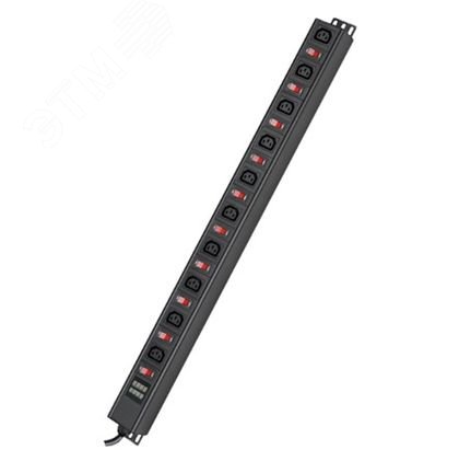 Блок распределения питания вертикальный для 19дюйм шкафов, 10A10 Х С13,защита от перегрузки, индикатор тока, вх. разъём С1 R519IEC10SWCD DKC - превью 2