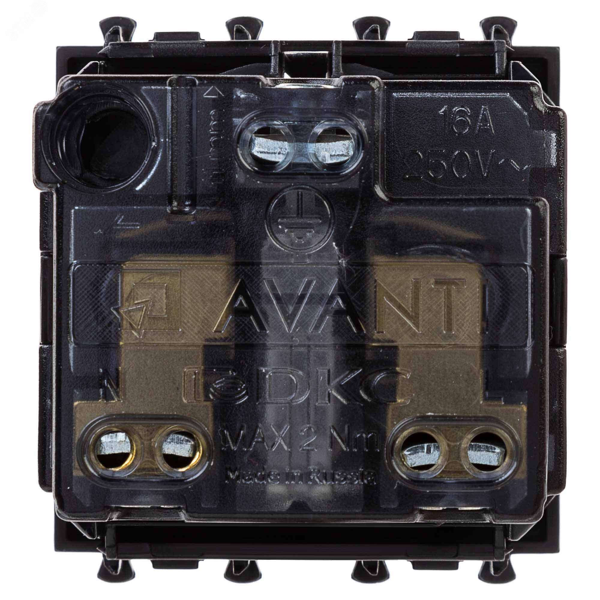 Avanti Розетка ''Черный квадрат'', 2P+E, с защитными шторками, 2 модульная 4402002 DKC - превью 4