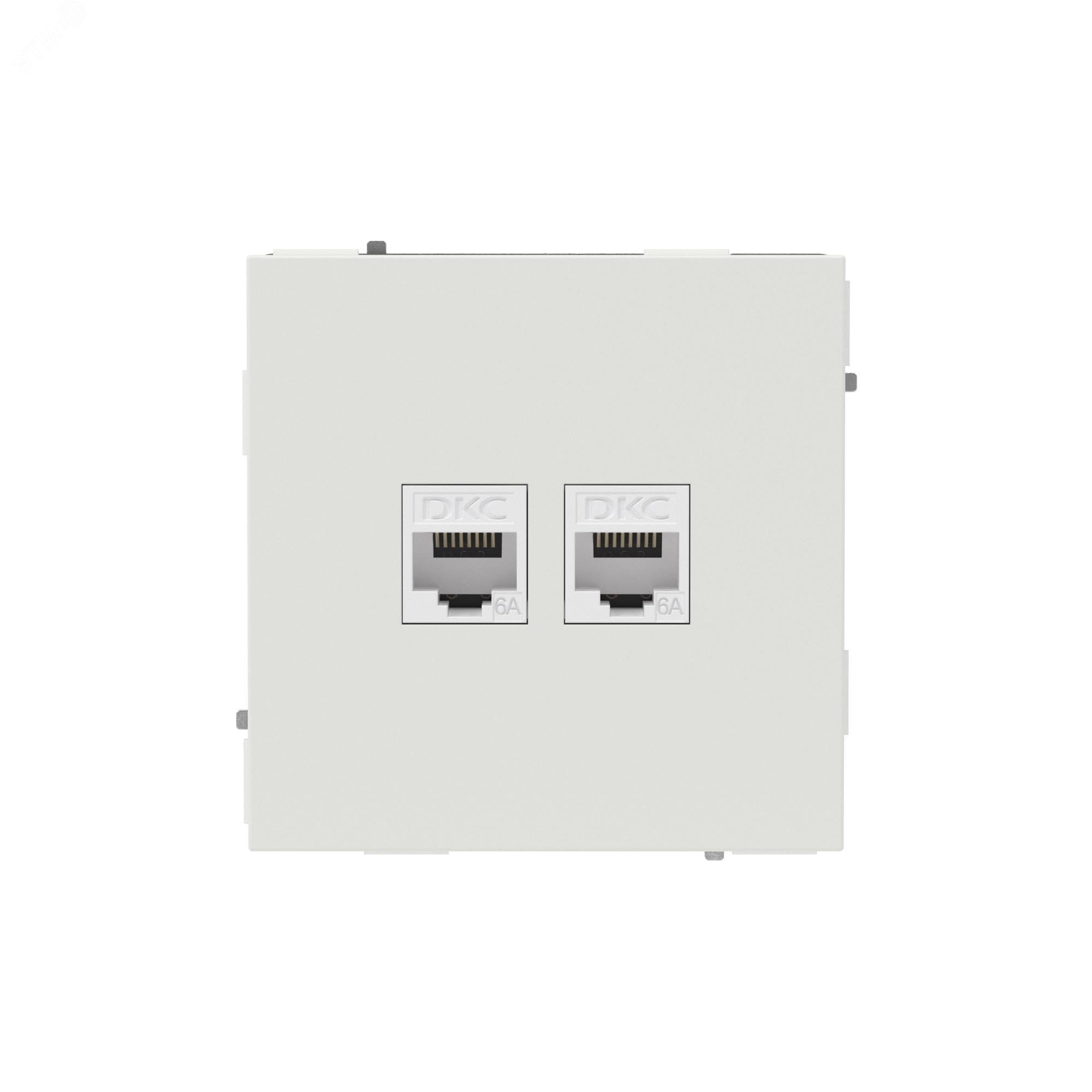 Изображение товара Компьютерная розетка RJ-45 без шторки, кат.6А двойная, KANT, белый песок (шт)