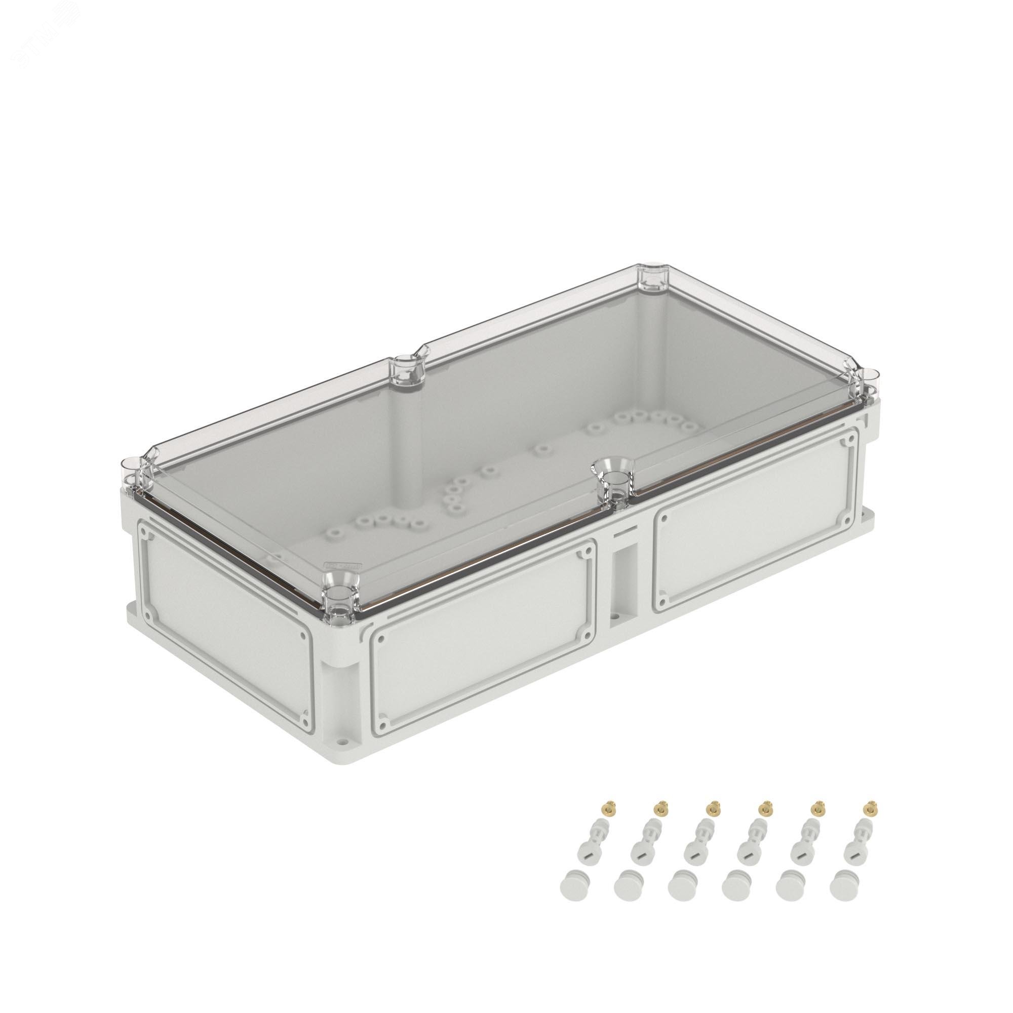 Изображение товара Корпус IP66/IP67 из поликарбоната 600х300х160 мм с фланцами и прозрачной крышкой