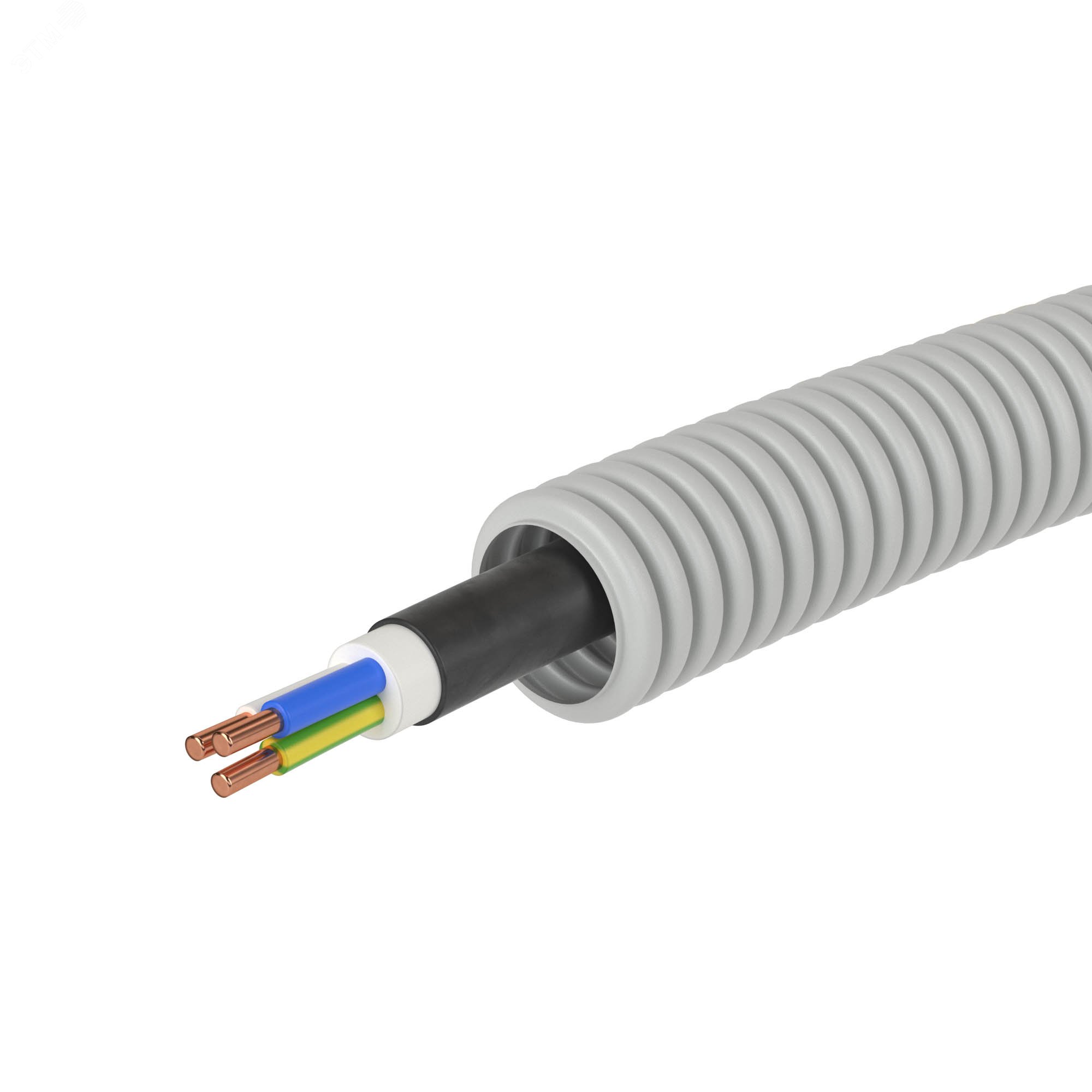 Электротруба ПВХ гибкая гофр. д.20мм, цвет серый, с кабелем ВВГнг(А)-LS3х1,5мм РЭК ГОСТ+, 100м 9L920100 DKC - превью 3