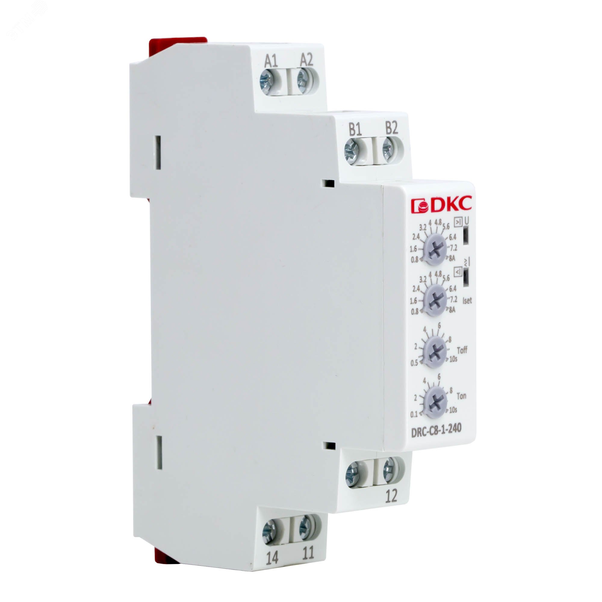 Изображение товара Реле контроля тока, 0.8-8А, конфигурация контакта 1CO, 24-240 AC/DC (шт)