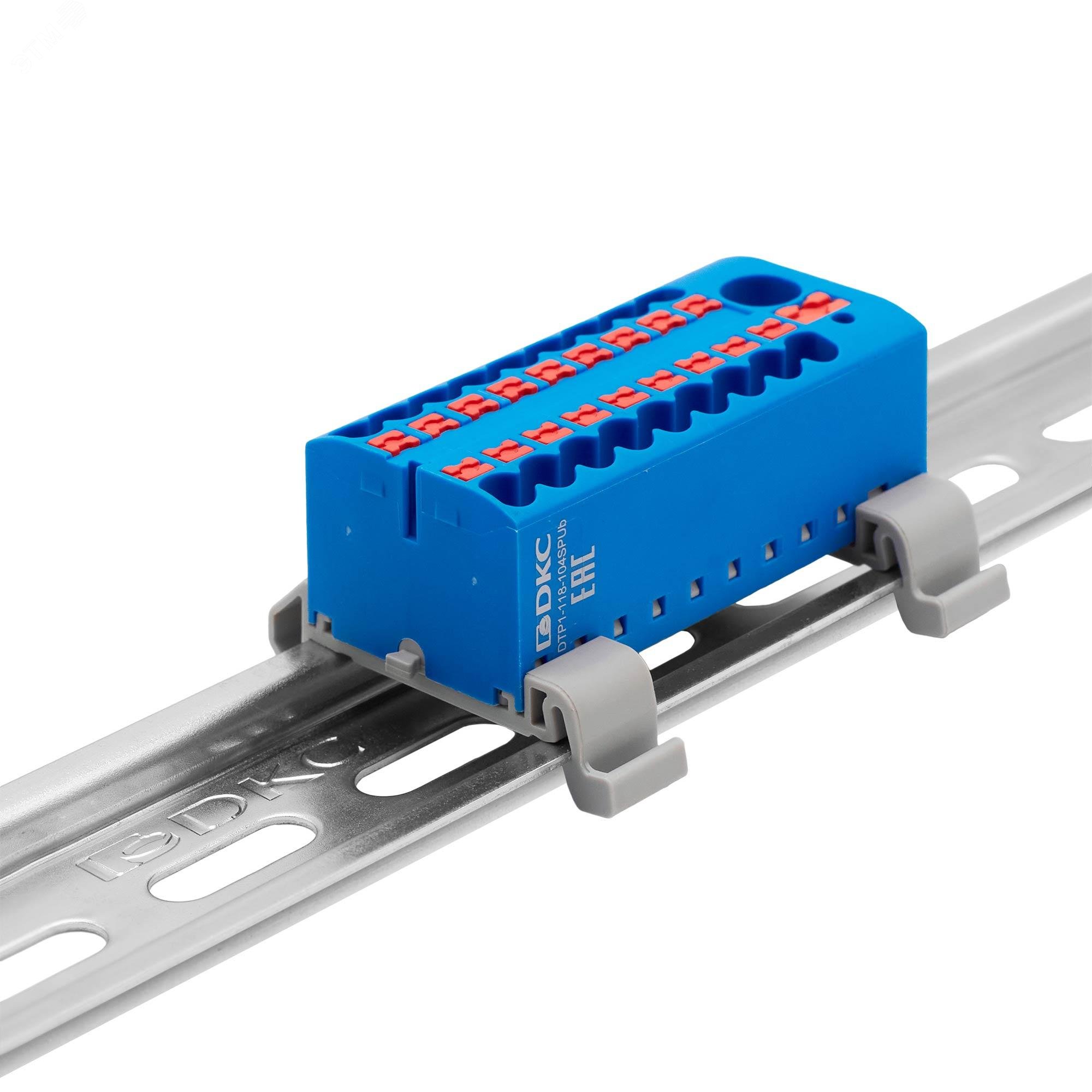 Изображение товара Распределительный блок с горизонтальным адаптером на рейку 35 мм с push-in зажимом