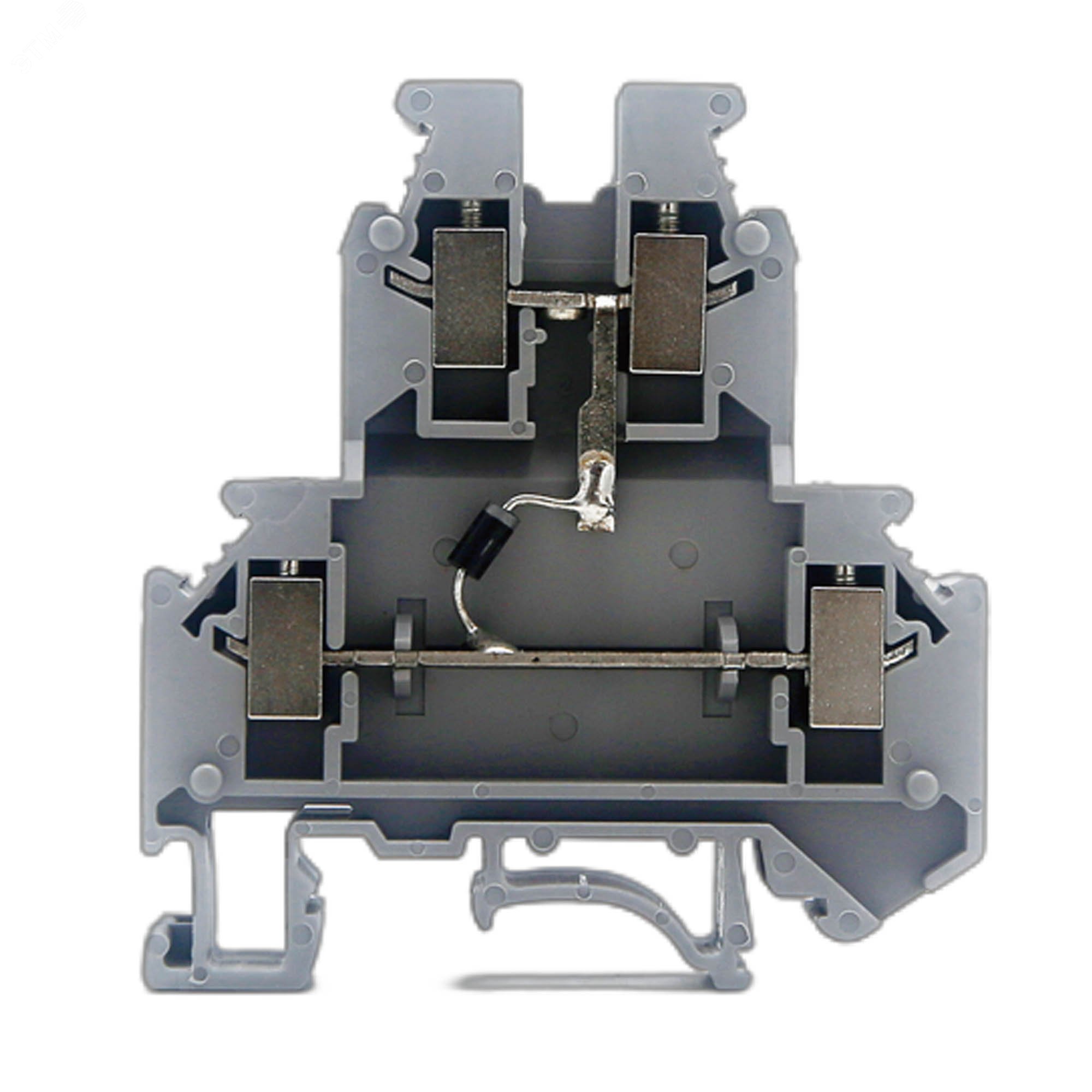 Изображение товара Клемма со встроенным диодом 1N4007, винтовой зажим, 4 точки, серого цвета