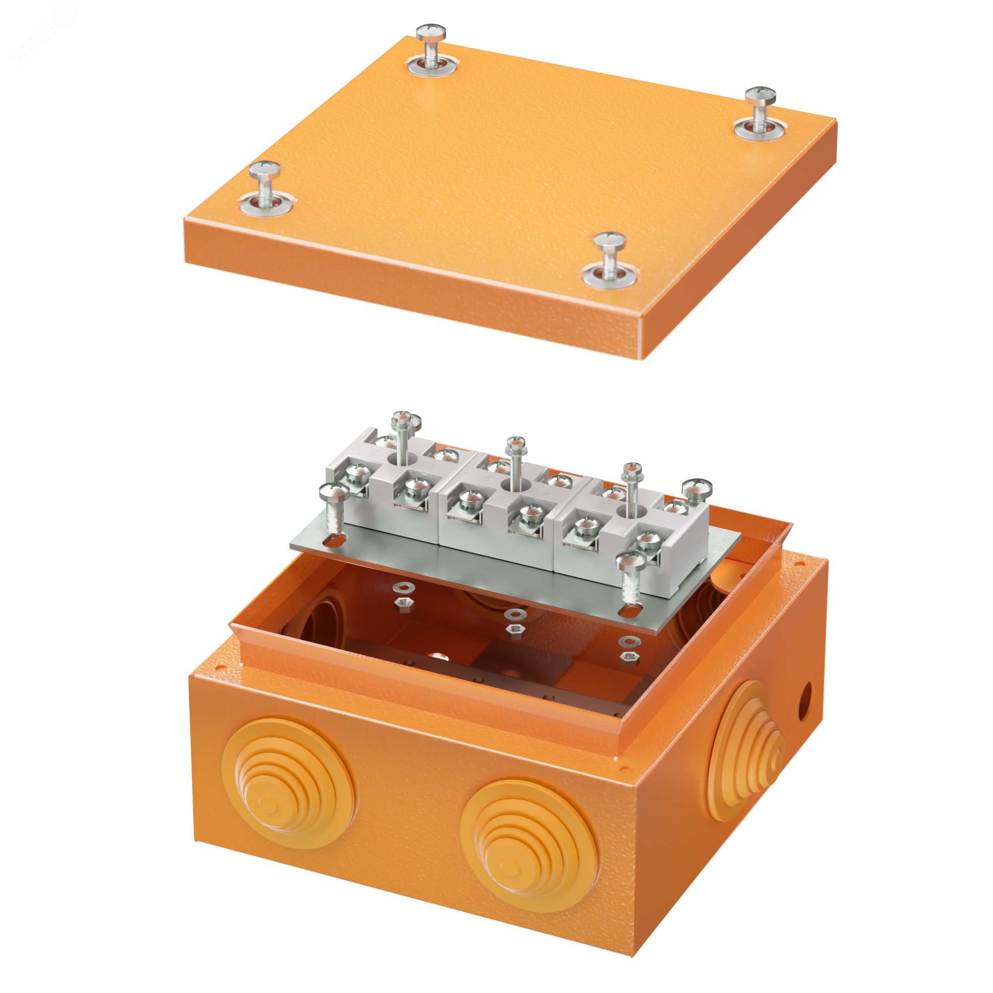 Коробка стальная FS с кабельными вводами и клеммниками IP55 150х150х80мм 6р 450V 32A 10мм.кв  нерж.контакт FSK31610 DKC - превью 2
