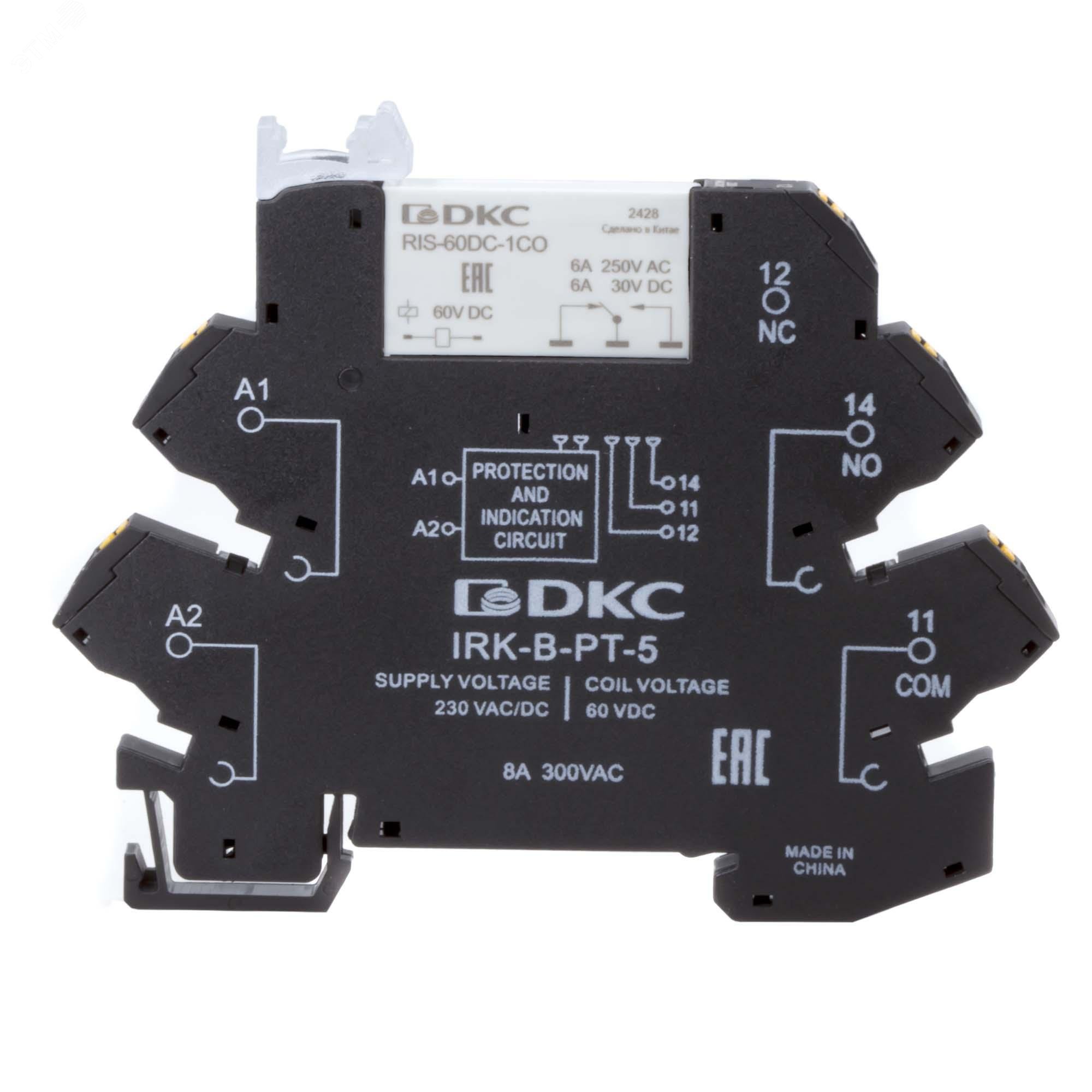 Изображение товара Реле интерфейсное, 1CO, ком. ток 6А, AgSnO, напря жение 230V AC/DC, RC-цепь, push-in клеммы (шт) Изображение товара Реле интерфейсное, 1CO, ком. ток 6А, AgSnO, напря жение 230V AC/DC, RC-цепь, push-in клеммы (шт)