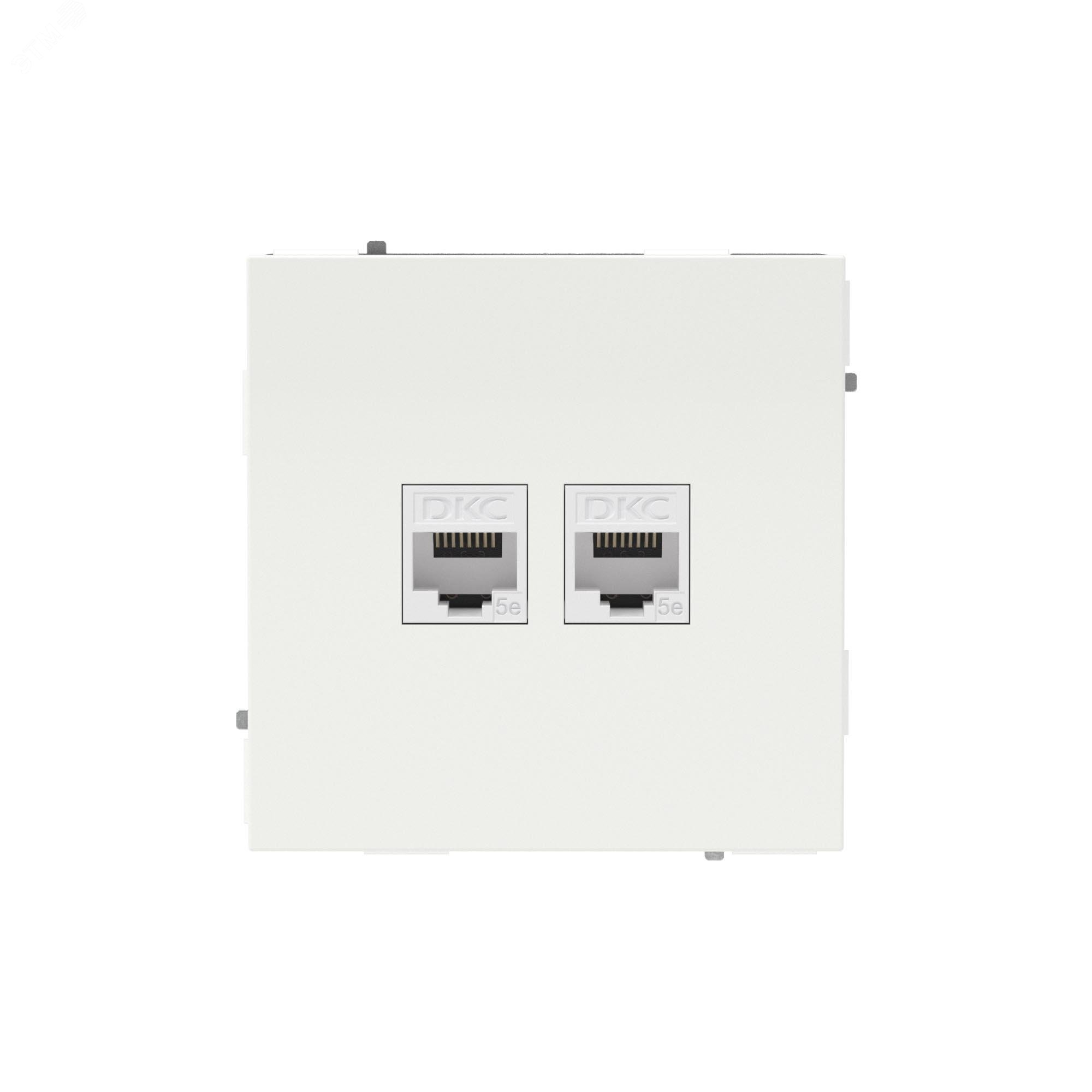 Изображение товара Компьютерная розетка RJ-45 без шторки, кат.5е двойная, KANT, белая магнолия (шт)