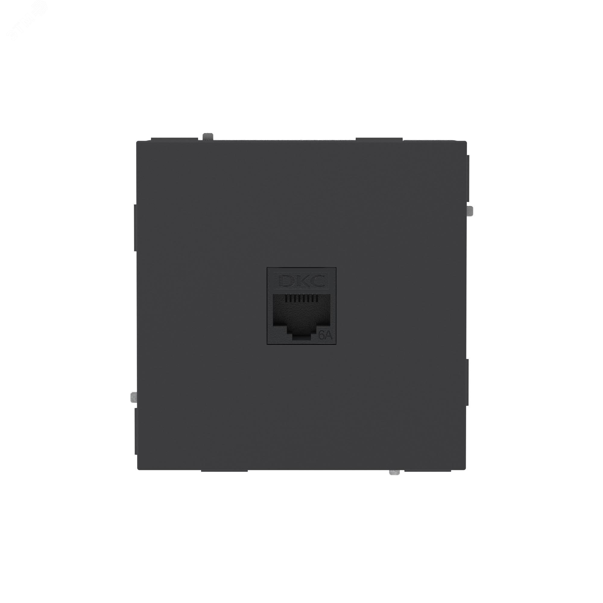 Изображение товара Компьютерная розетка RJ-45 без шторки, кат.6А одинарная,KANT, черный уголь (шт)