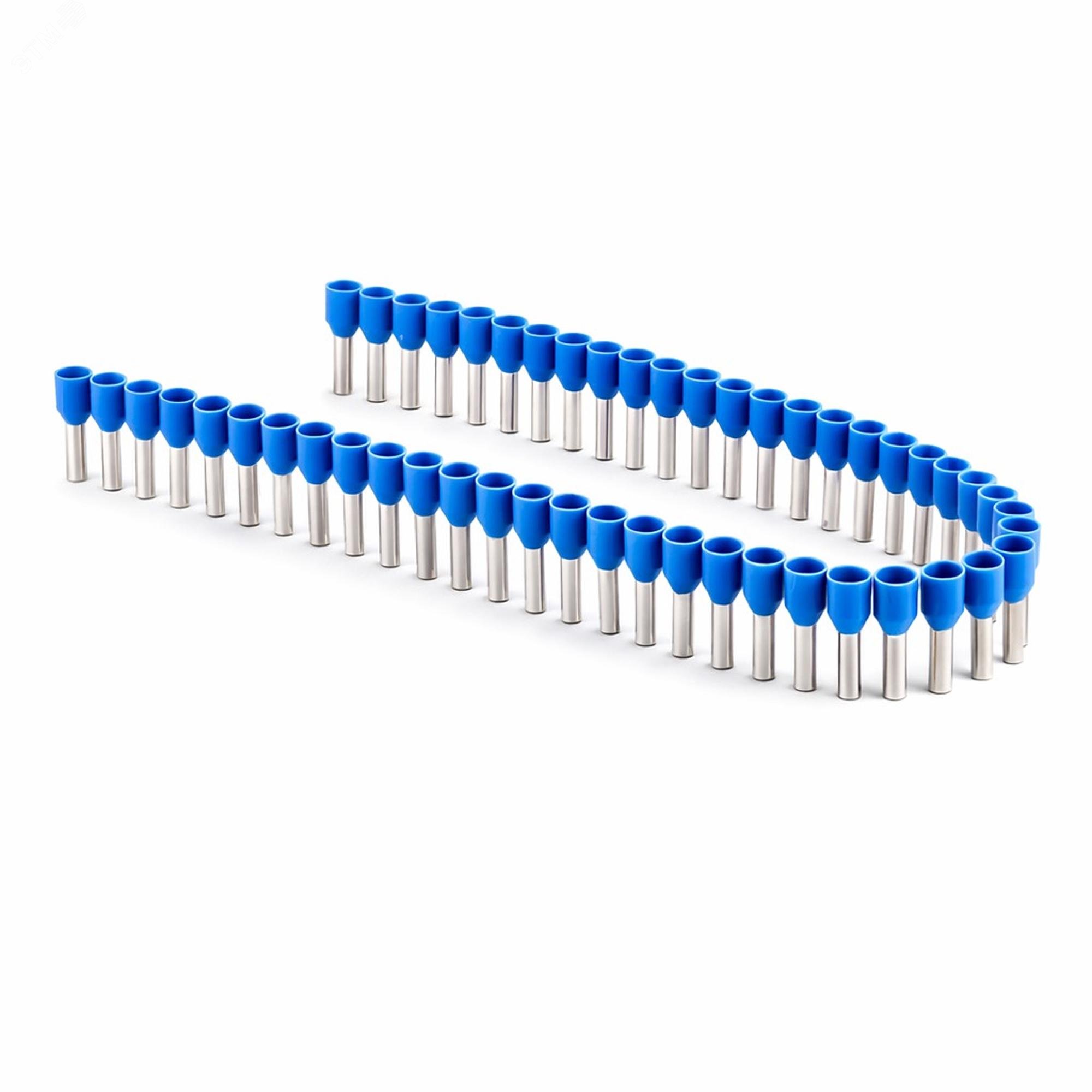 Изображение товара Наконечник-гильза с изолированным фланцем в ленте для кабеля сечением 2,5кв., длина контактной части 8, синий (упак)