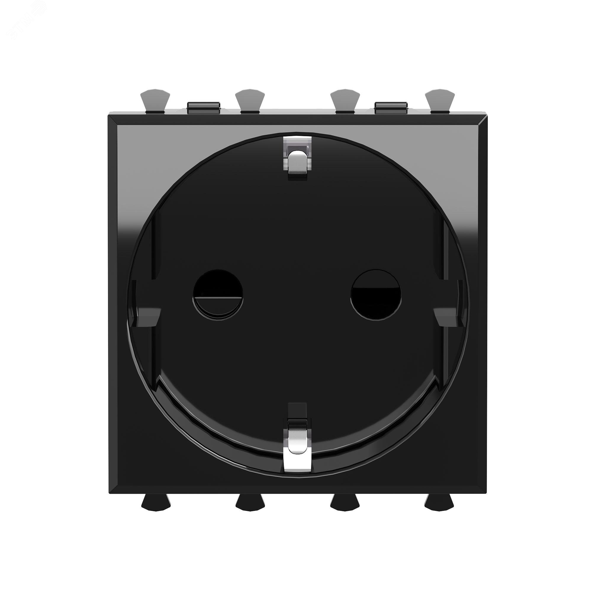 Изображение товара Розетка 2P+E Avanti 4402002 Черный квадрат с шторками, 2 модуля Изображение товара Розетка 2P+E Avanti 4402002 Черный квадрат с шторками, 2 модуля