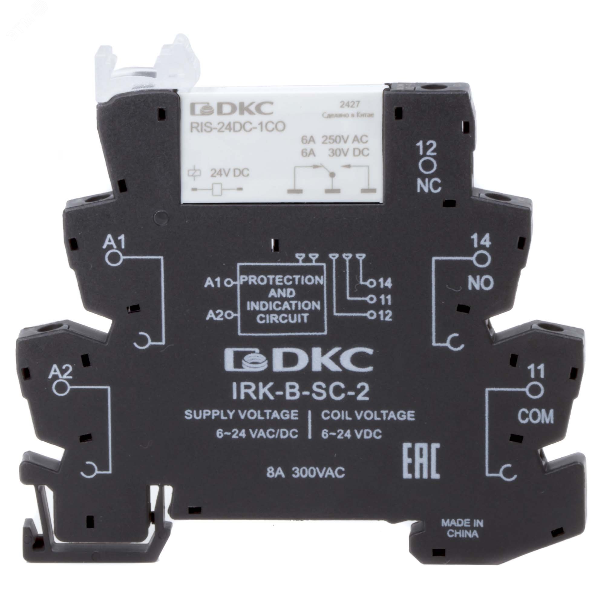 Изображение товара Интерфейсное реле 1CO 6А 24V AC/DC винтовые клеммы DKC IRK-24UC-1CO