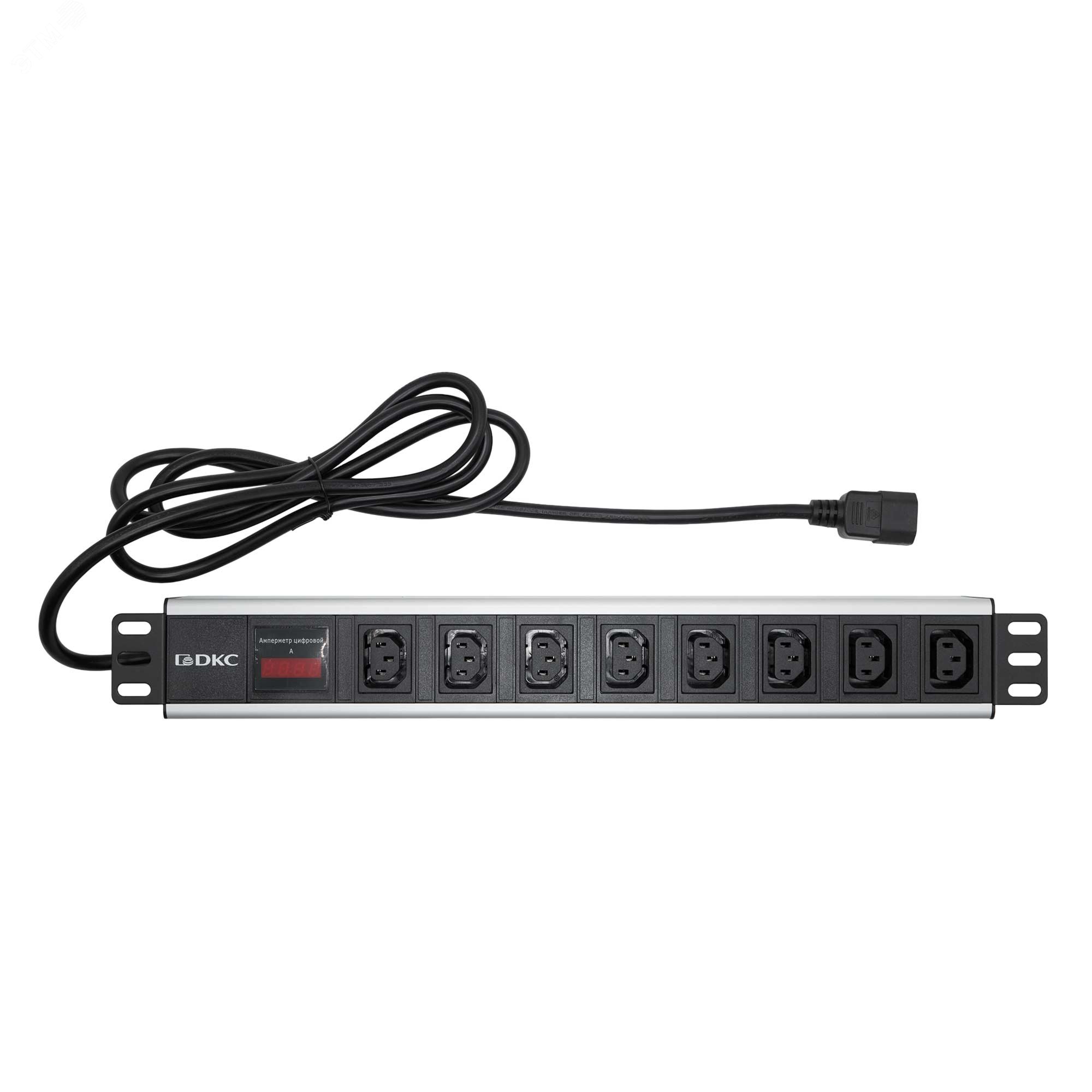 Изображение товара Блок розеток для 19 шкафов 8 IEC C13 амперметр IP20 220-250 В черный DKC Изображение товара Блок розеток для 19 шкафов 8 IEC C13 амперметр IP20 220-250 В черный DKC