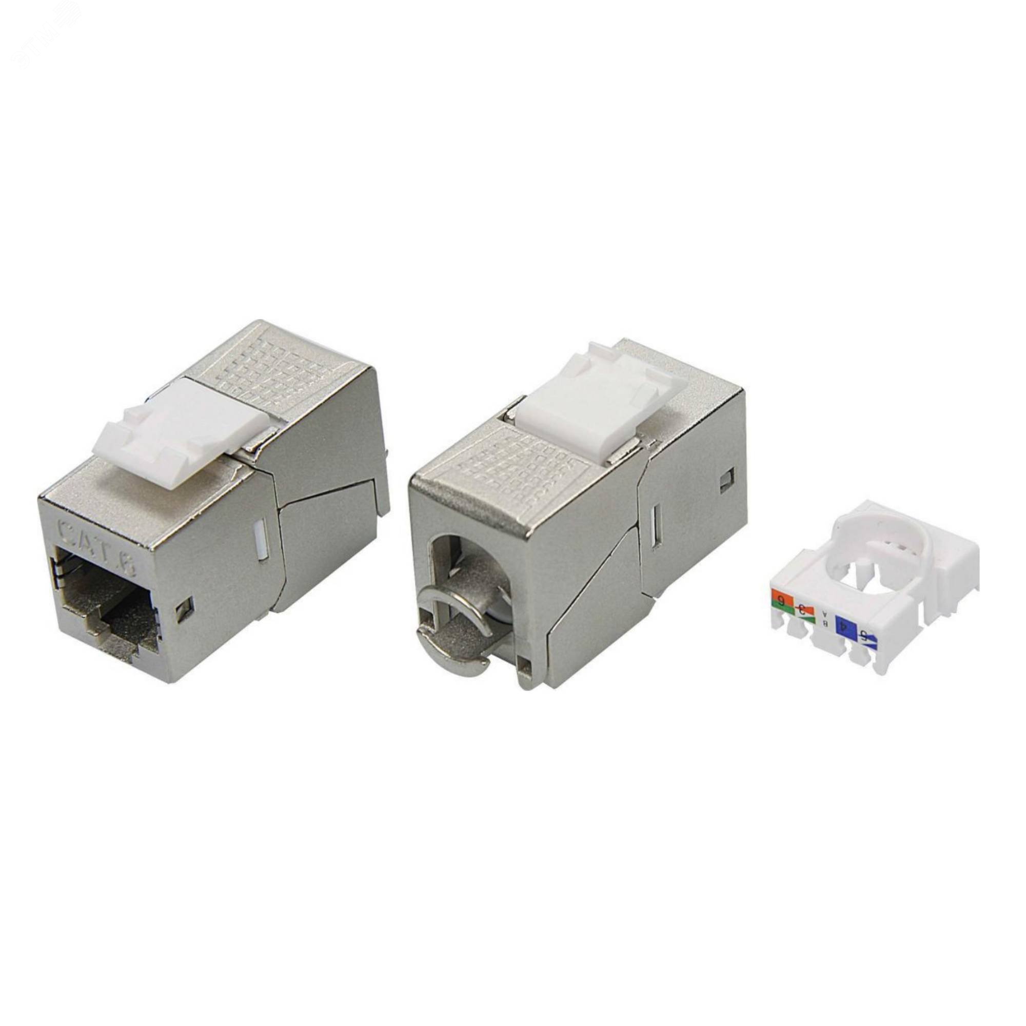 Изображение товара Модуль Keystone RJ45 CAT 6 экранированный (STP). 180 градусов. серебристый (шт)