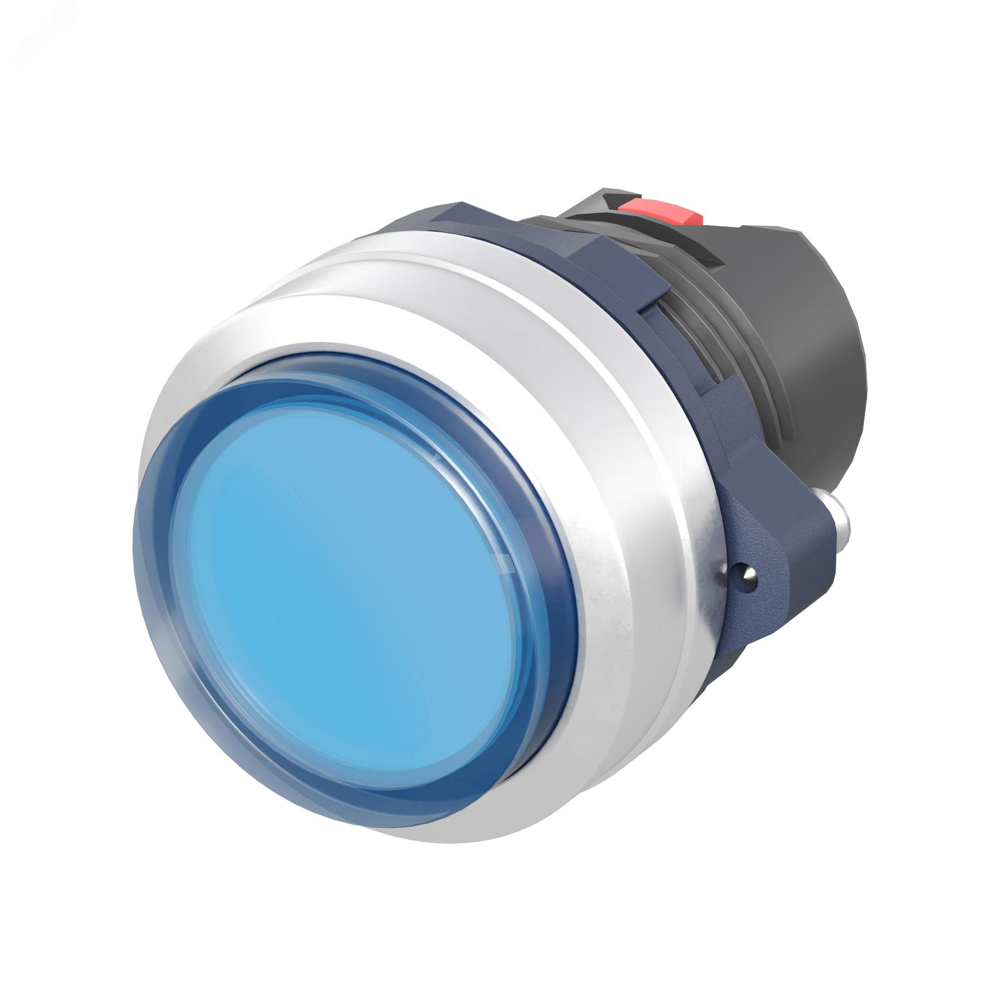 Изображение товара Головка кнопки выпуклая прозрачная без фиксации, синяя, алюминий (шт)