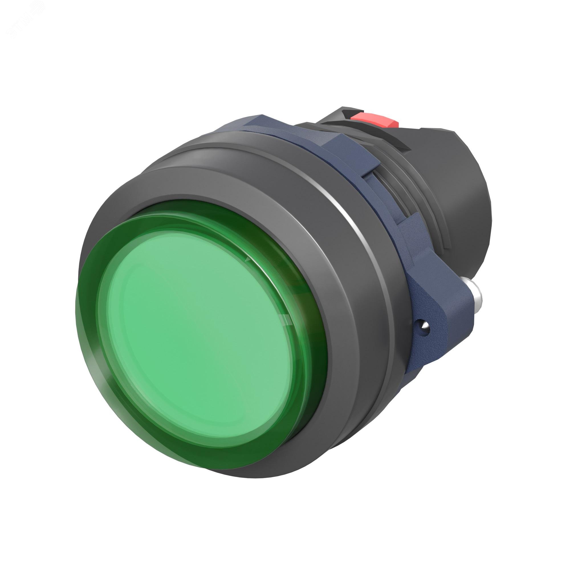 Изображение товара Головка кнопки выпуклая, зелёная, 22мм, IP65, индикатор