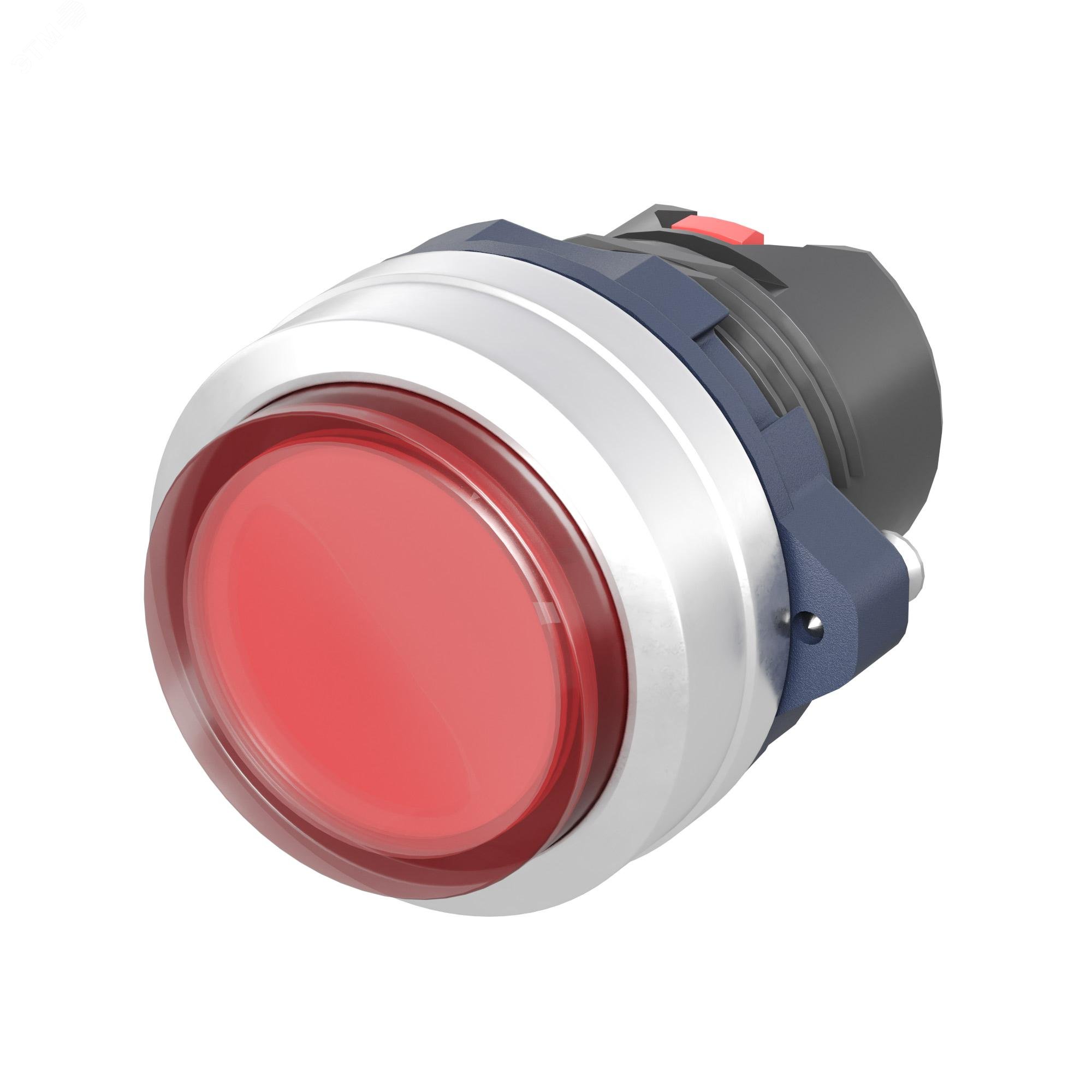 Изображение товара Головка кнопки выпуклая прозрачная без фиксации, красная, алюминий (шт)