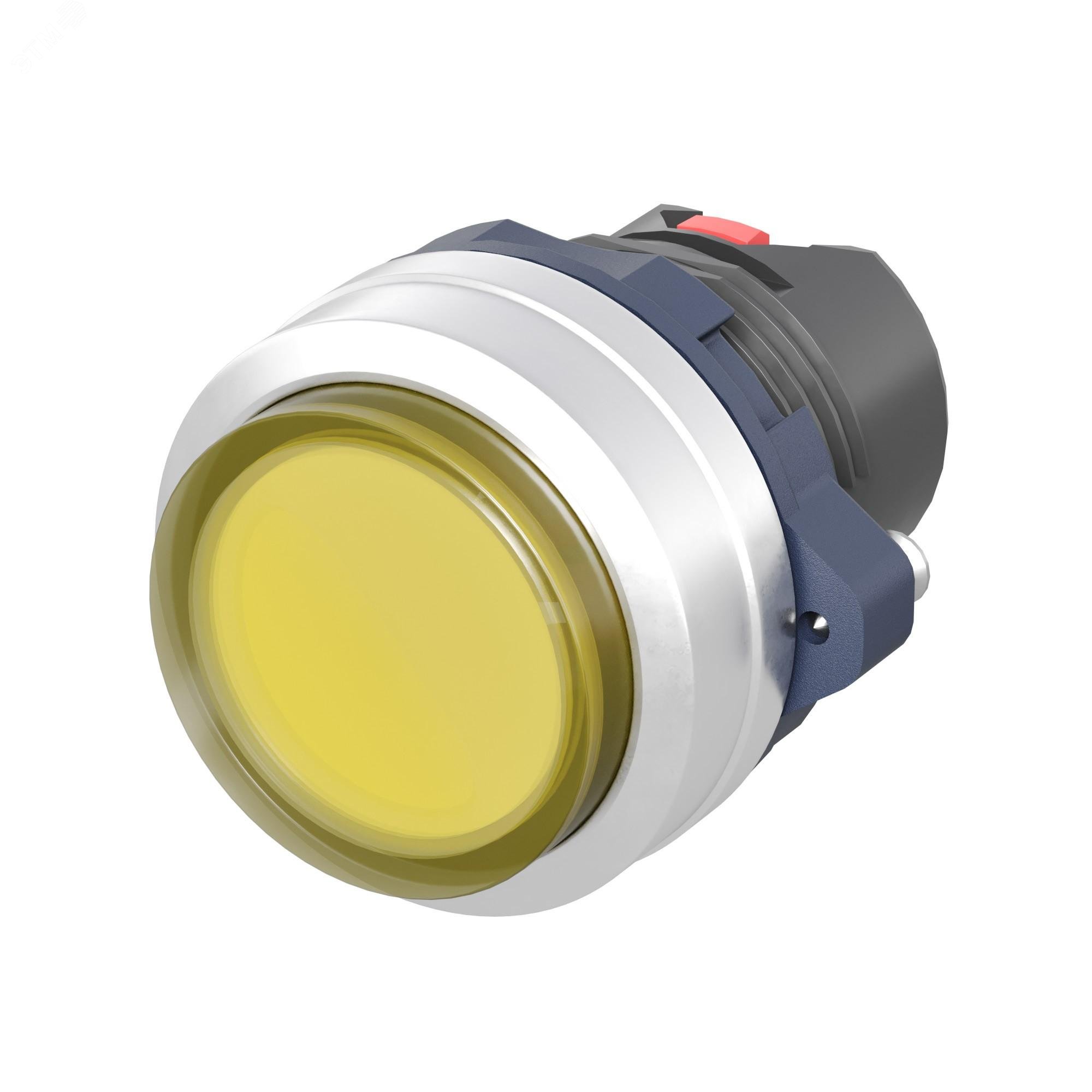 Изображение товара Головка кнопки выпуклая прозрачная без фиксации, желтая, алюминий (шт)