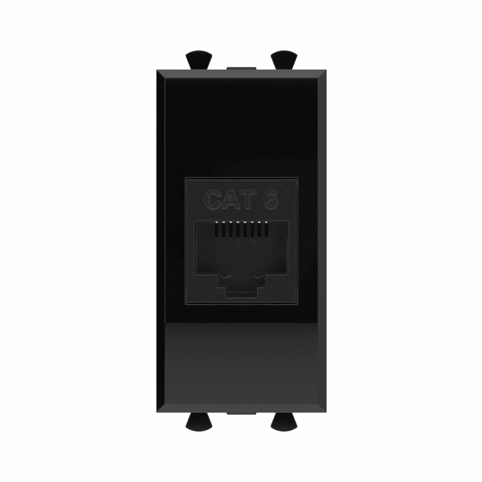 Изображение товара Avanti Компьютерная розетка RJ-45 без шторки модульная категория 6А черный квадрат