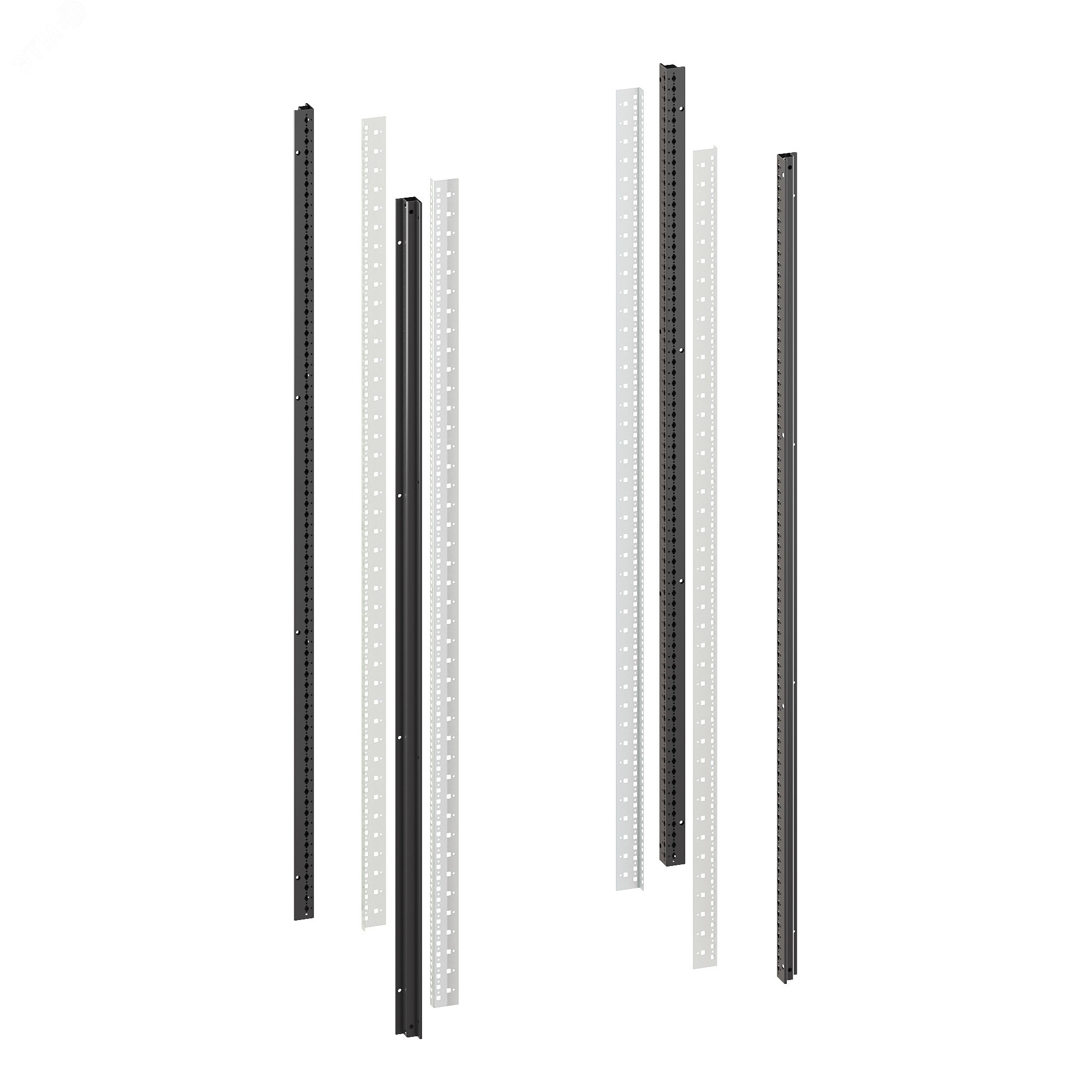 Изображение товара Вертикальные стойки комплект для 38U 19'' для шкафов DKC RAL9005 высота 1800 мм