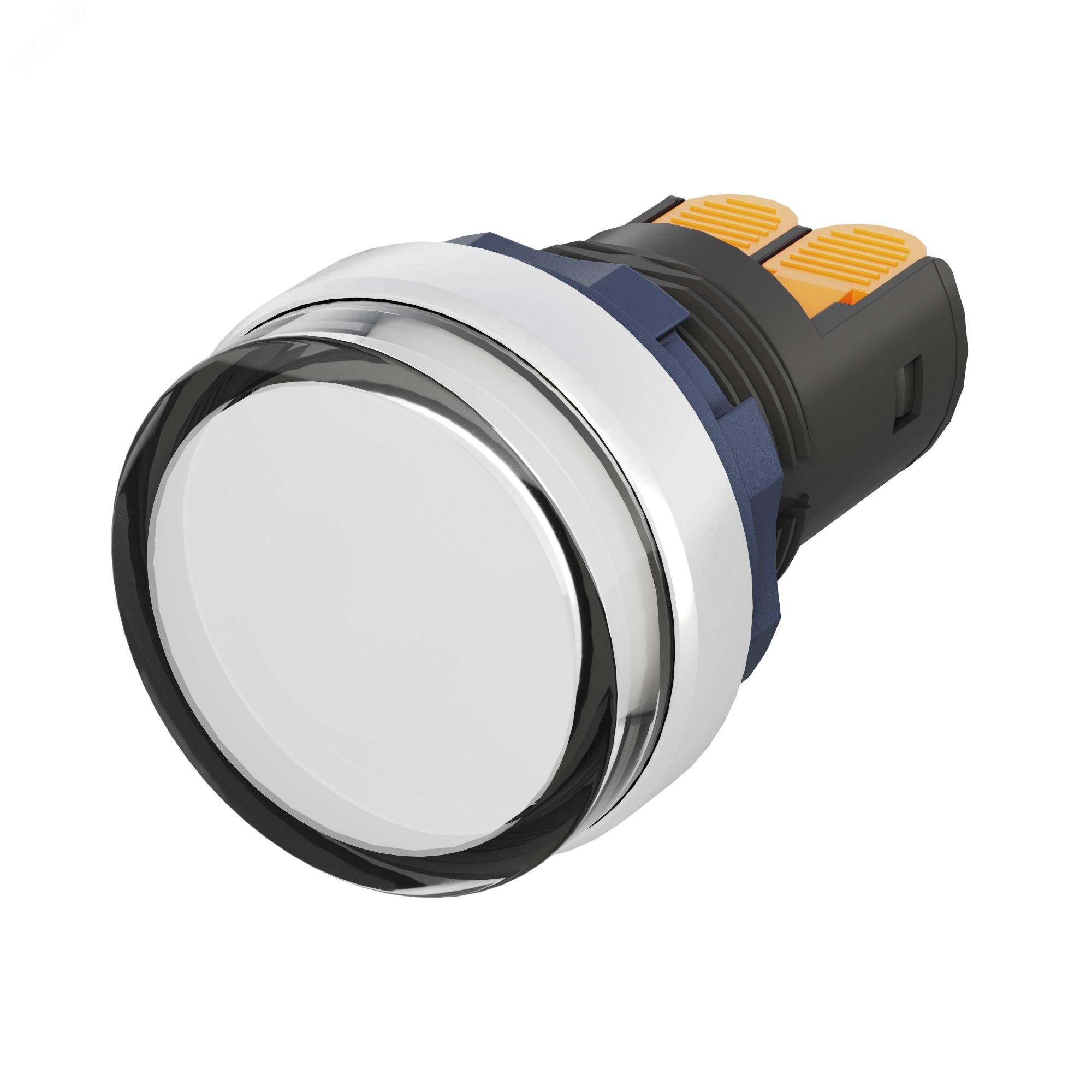 Изображение товара Сигнальная лампа со встроенным диодом 9-24В, белая, алюминиевое кольцо, зажим Plug-In (шт)