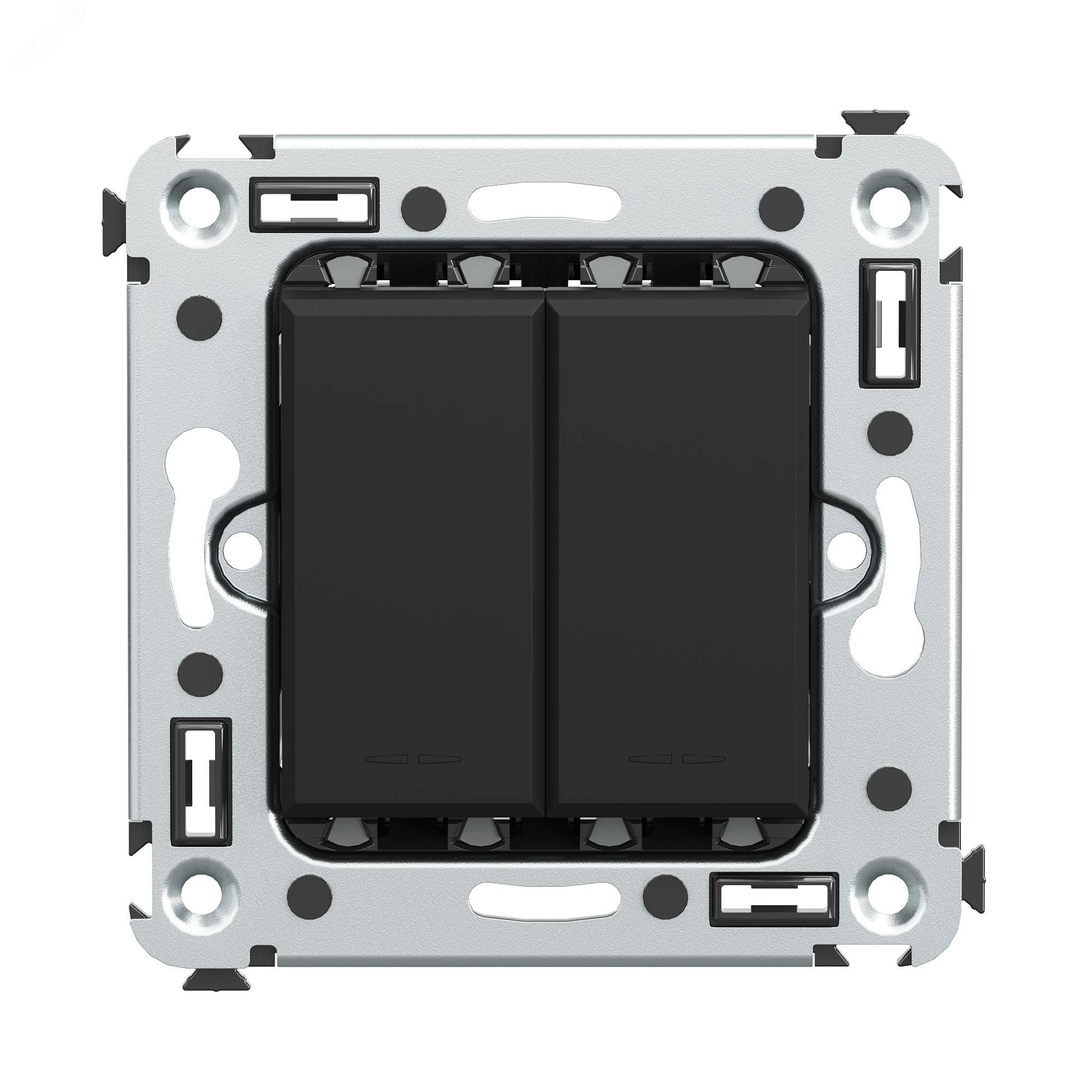 Изображение товара Двухклавишная кнопка в стену Avanti черный матовый 59301