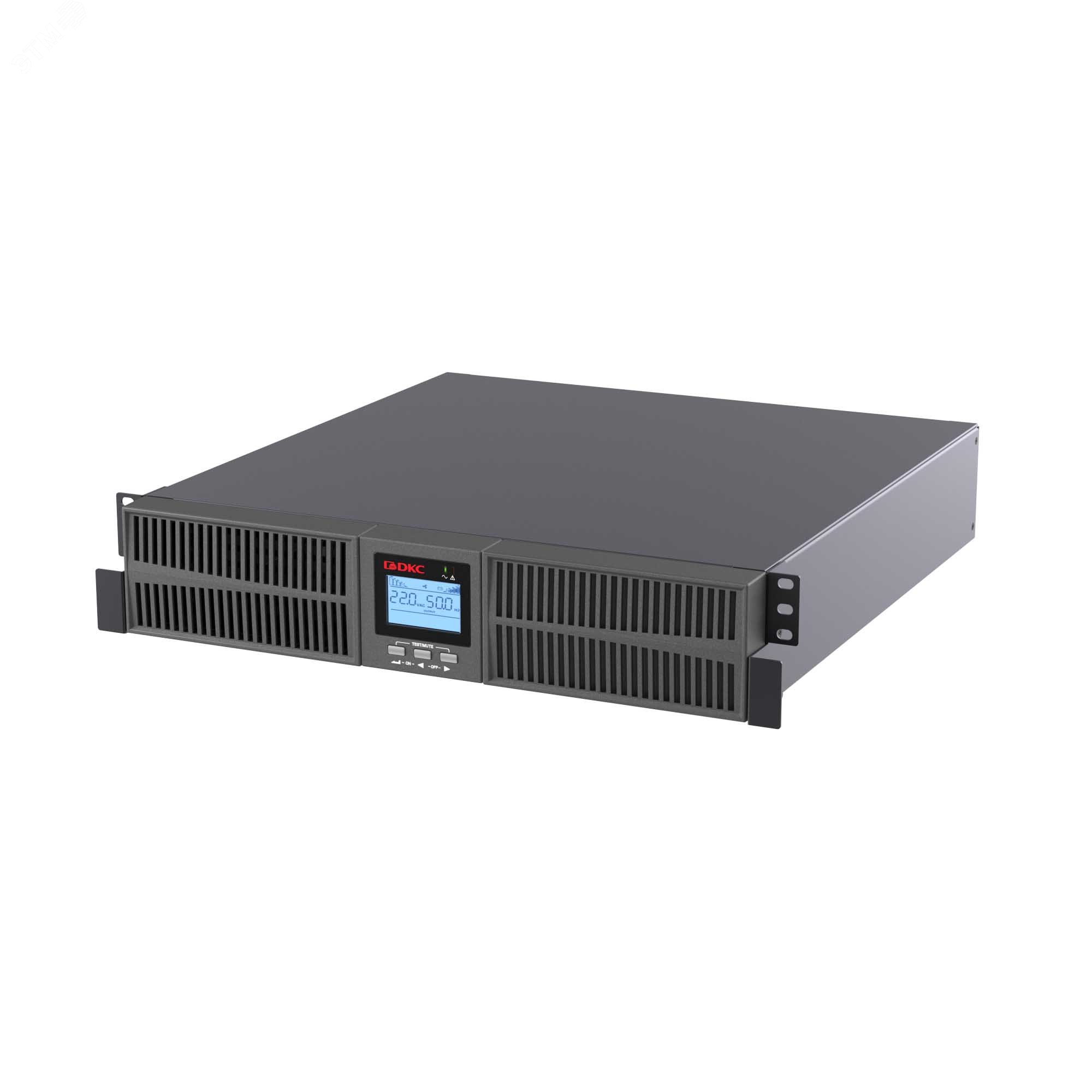 Онлайн ИБП ДКС серии Small Rackmount, 3000 ВА/2700 Вт, 1/1, 8xIEC C13, EPO, USB, RS-232, RJ45, Rack 2U, 6x9Ач DKC SMALLR3A5I