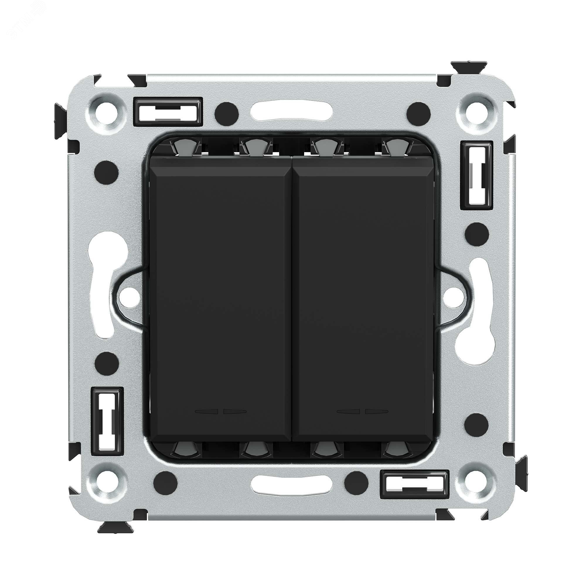 Изображение товара Двухклавишный переключатель серии Avanti в стену черный матовый