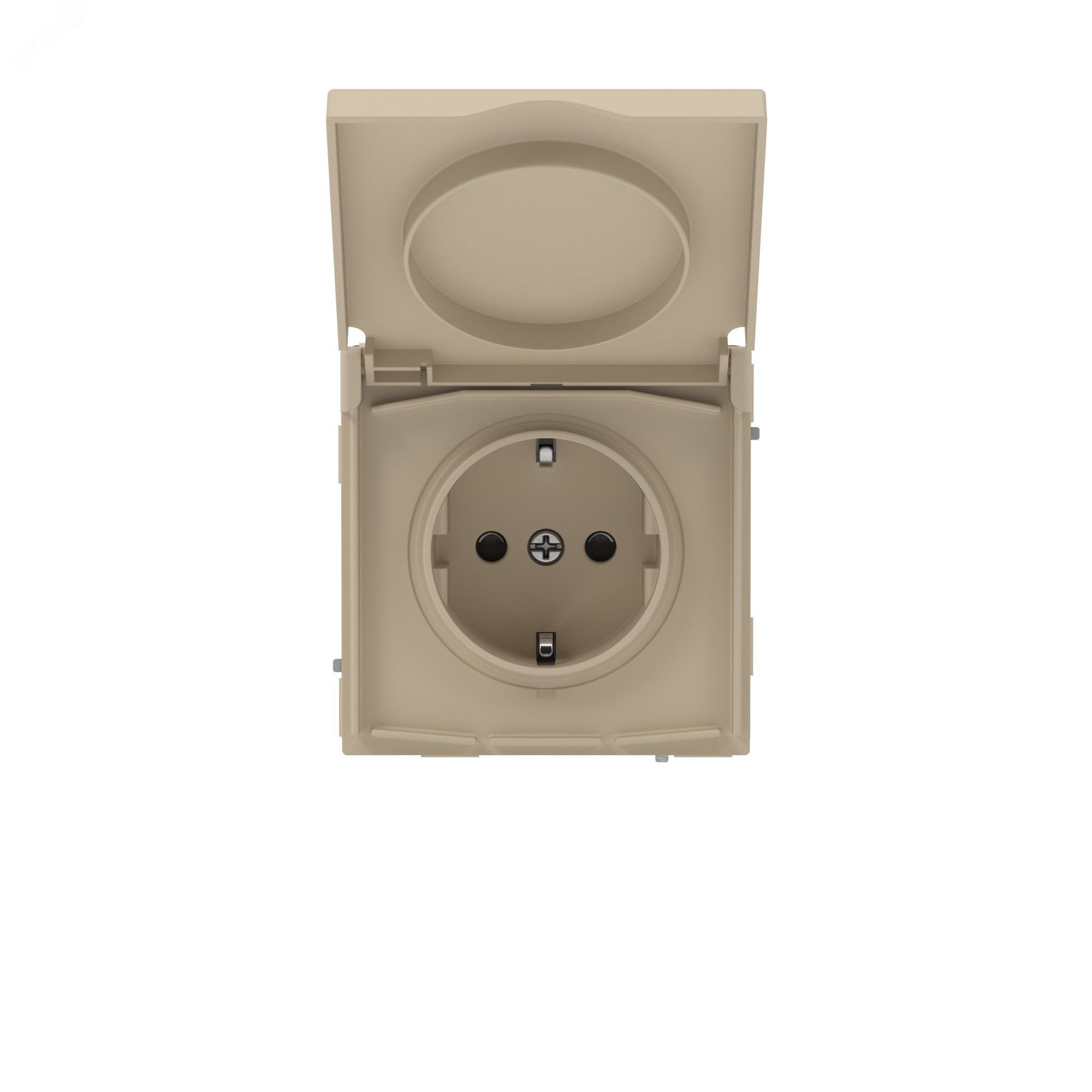 Изображение товара Розетка силовая, 2P+E, с з/ш, с крышкой, IP44, KANT, ванильный марципан (шт)