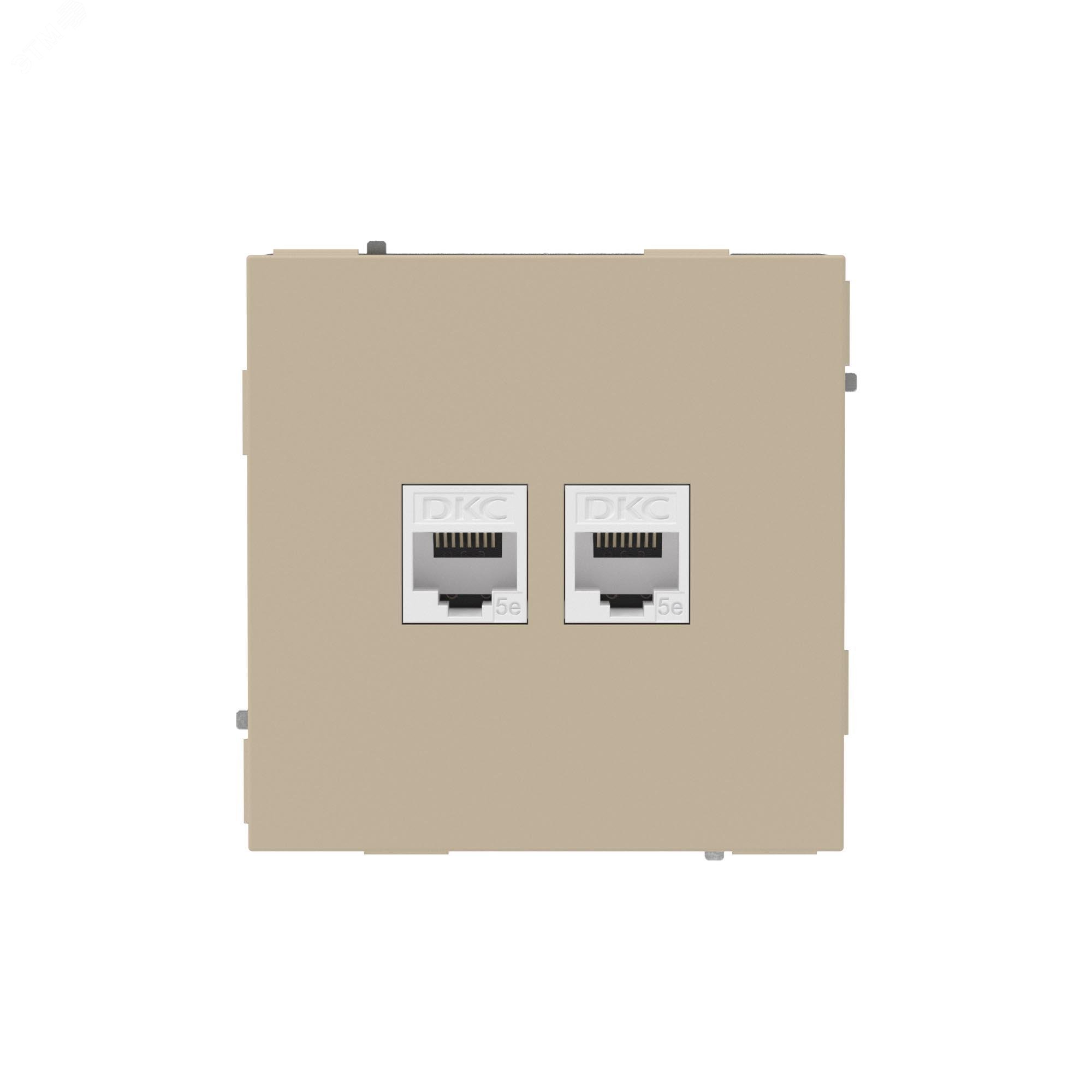 Изображение товара Компьютерная розетка RJ-45 без шторки, кат.5е двойная, KANT, ванильный марципан (шт)