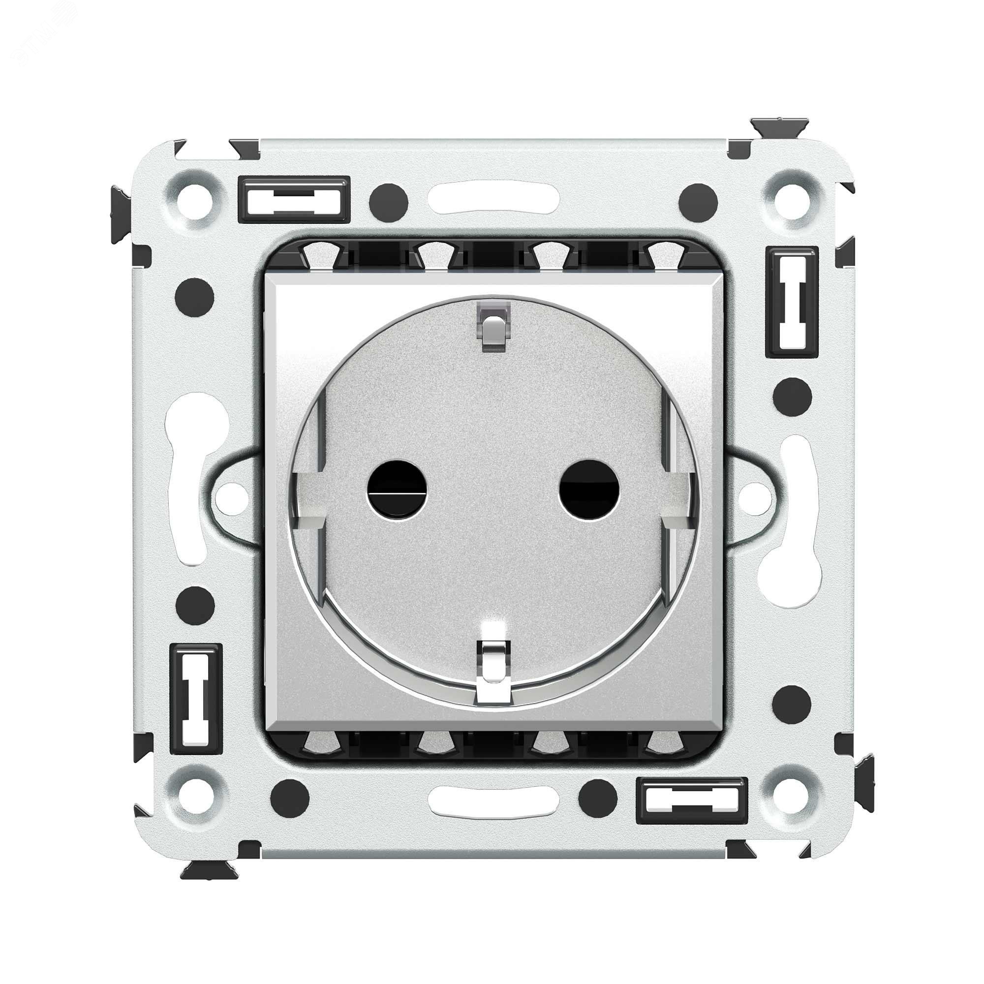 Изображение товара Розетка в стену 2P+E Avanti с заземлением, стильная металлическая, IP20