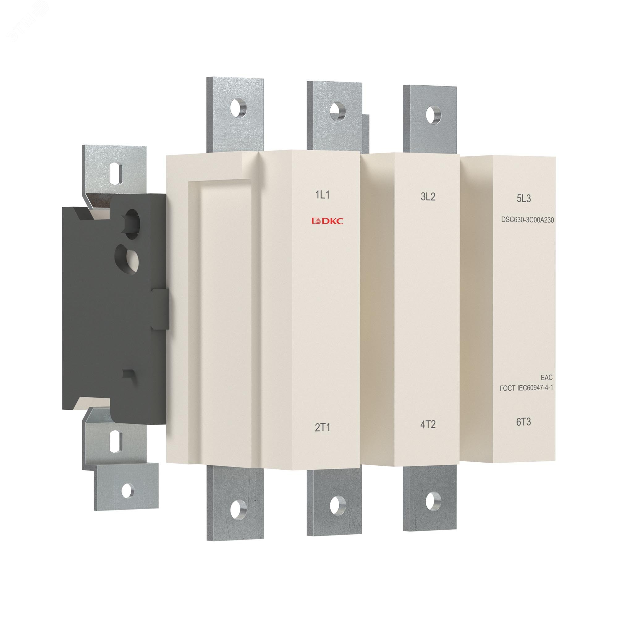 Изображение товара Контактор магнитный 630А 335кВт AC3 для тяжелых режимов DKC DSC630-3C00A230