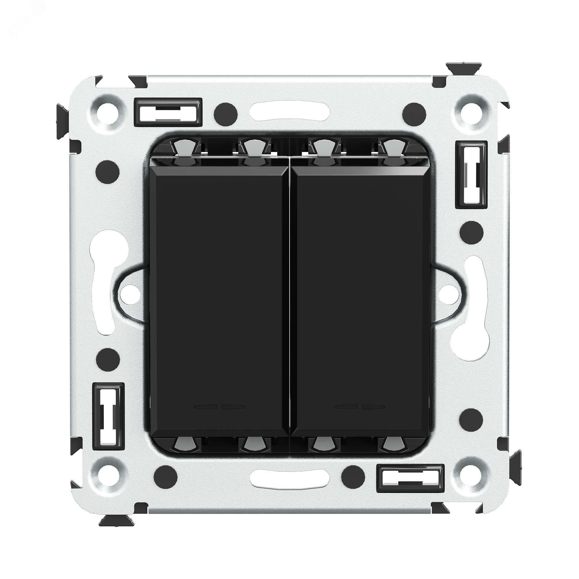 Изображение товара Двухклавишный выключатель Avanti Черный квадрат для скрытого монтажа