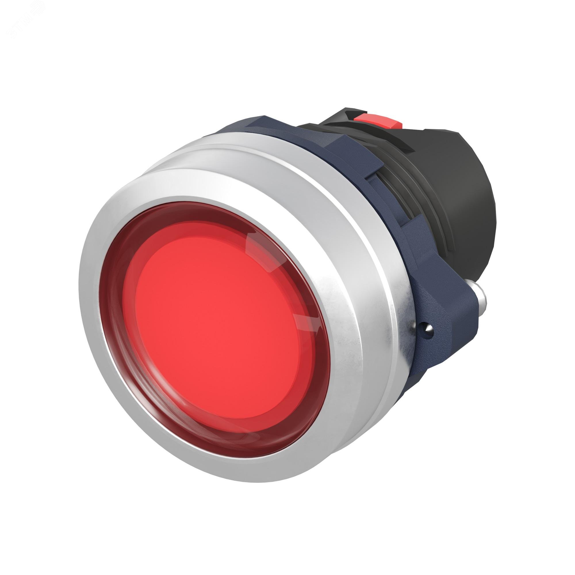 Изображение товара Кнопка плоская прозрачная без фиксации красная алюминий