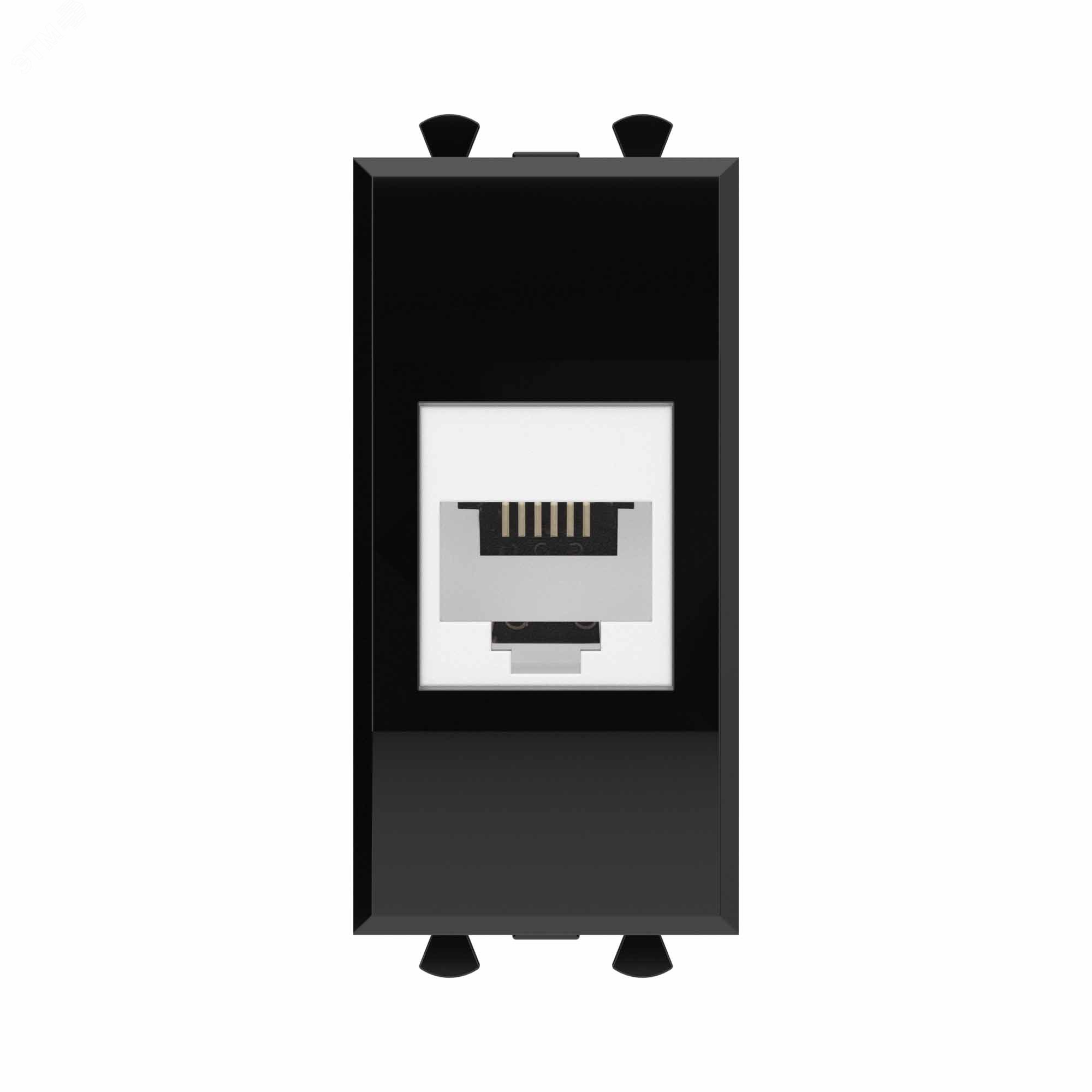 Изображение товара Телефонная розетка RJ-12 модульная черная Avanti без шторки