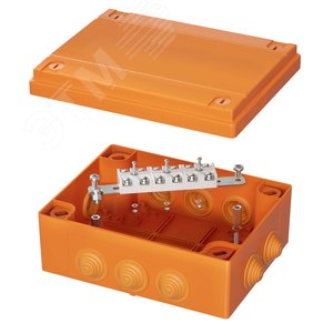 Коробка пластиковая FS с кабельными вводами и клеммниками IP55 240x190x90мм 6р 450V 20A 10мм.кв нержавеющий контакт