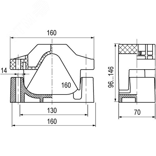 Кабельный держатель для крепления в треугольник,  д. 35-50 мм - фото 2
