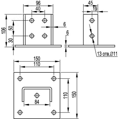 Крепление к потолку для двойного С-образного      профиля 41х41, горячеоцинкованное - фото 2