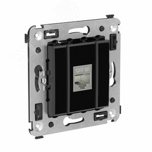 Avanti Компьютерная розетка RJ-45 без шторки в стену, кат.6А одинарная экранированная,  Черный квадрат - фото 2