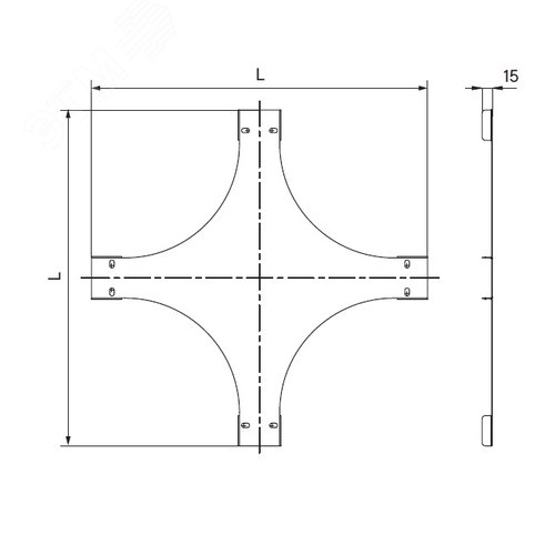 Крышка на Х-образный ответвитель 50, 1,2 мм, цинк-ламель, в комплекте с крепежными элементами необходимыми для монтажа - фото 2