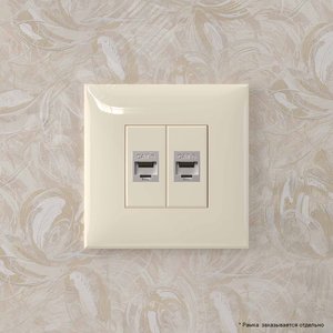 Avanti Компьютерная розетка RJ-45 без шторки в стену, кат.6 двойная экранированная,  Ванильная дымка - фото 5
