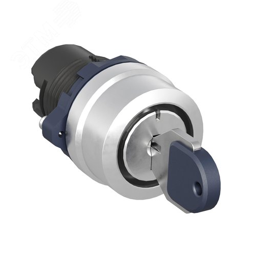 Головка переключателя с ключом на 3 положения с фиксацией стандартная ручка, черный, алюминий - фото 1