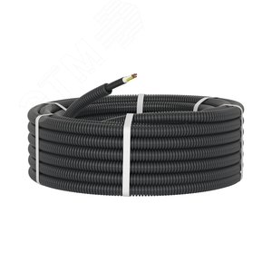 Труба ПНД гибкая гофрированная д.16мм с кабелем ГОСТ+ ВВГнгLS 3х2.5(50м) черная 7S71650 DKC - 3