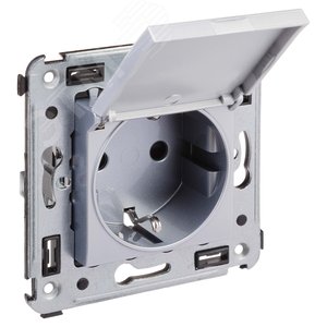 Avanti Розетка с крышкой в стену 2P+E с з/ш  Закаленная сталь - фото 2